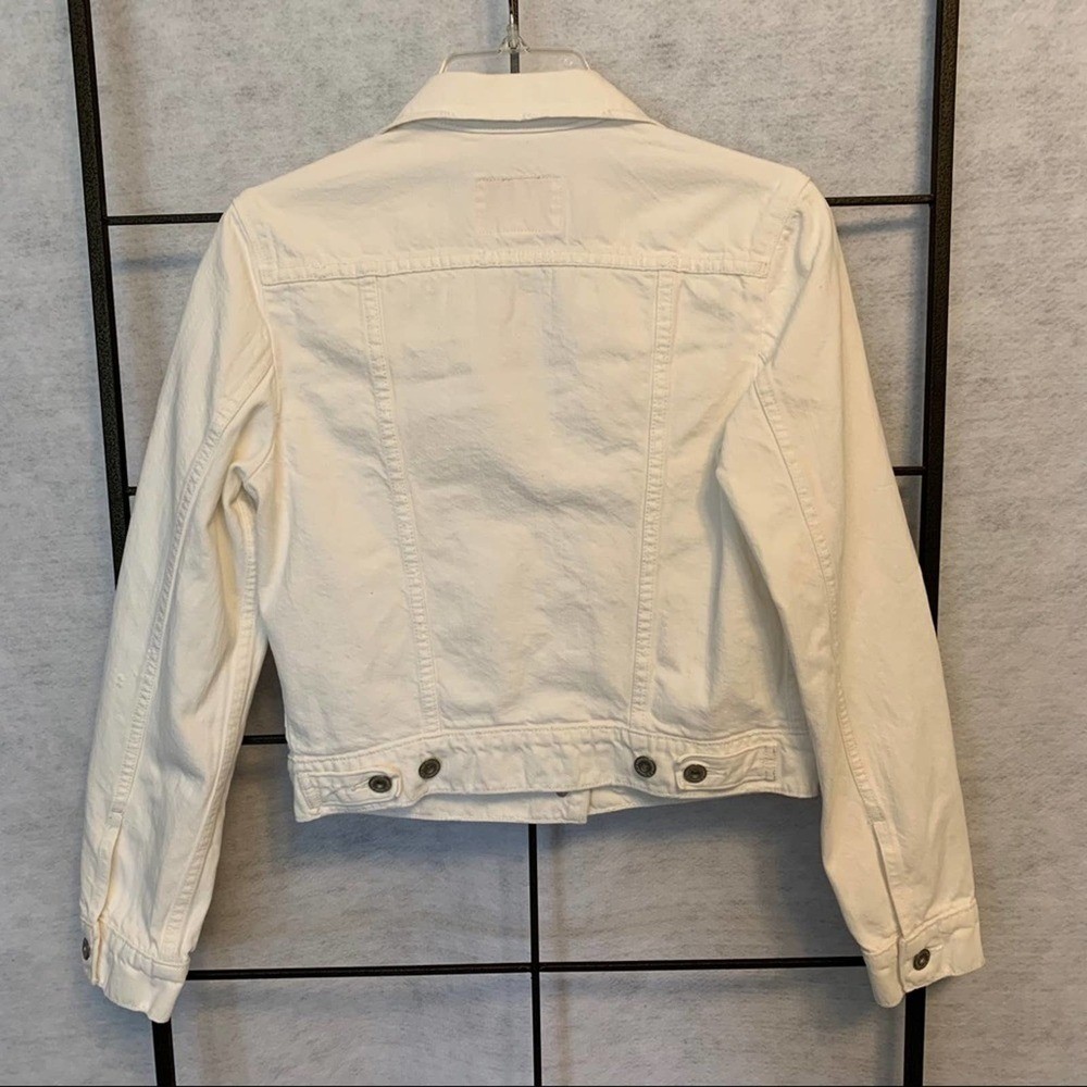 Levis Vintage Denim Trucker Jacket Womens Medium White Classic Button Front Coat