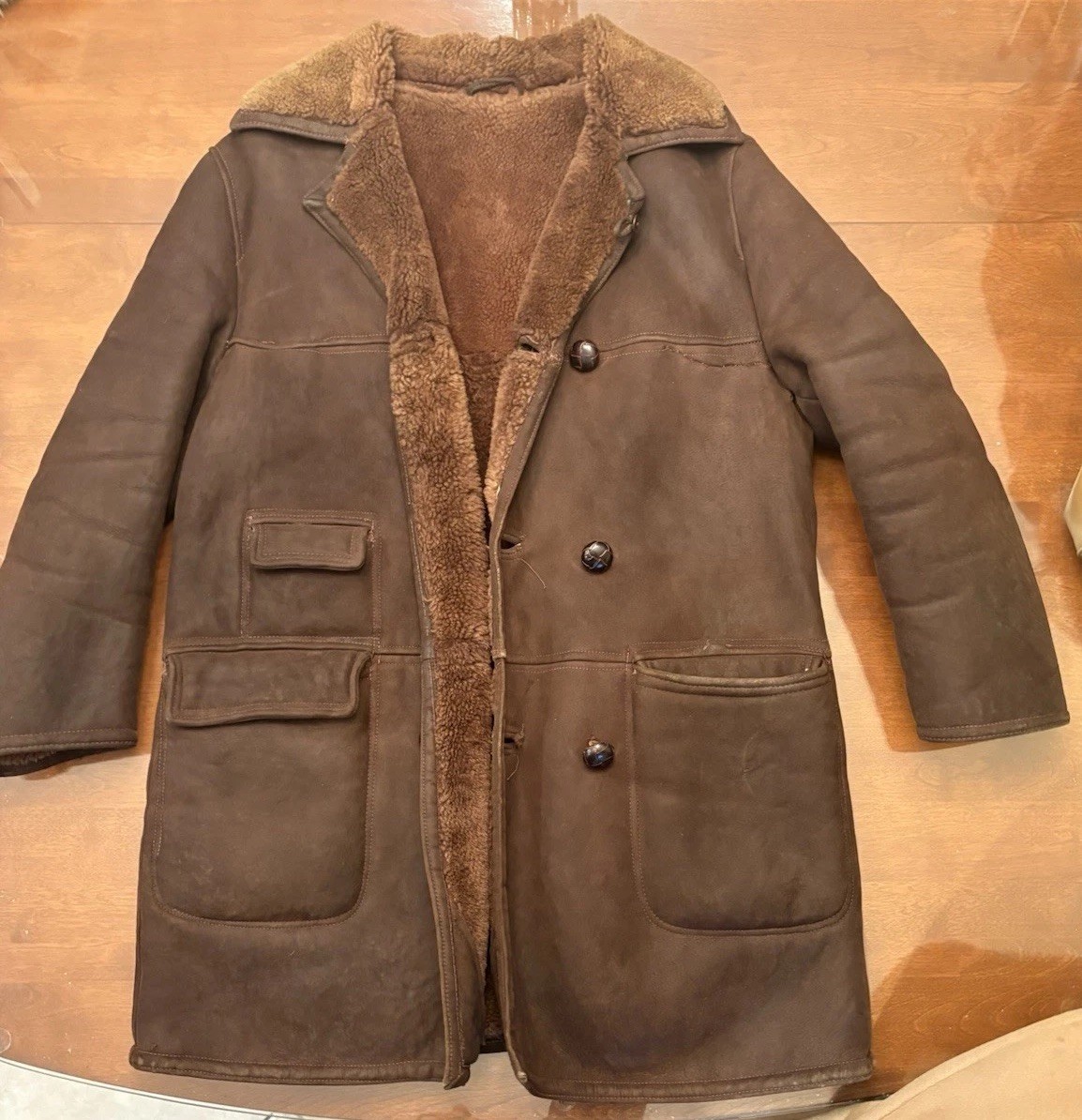 Vintage 70s Sheepskin Coat – Brown 40 Inch Chest Approx Refurbished