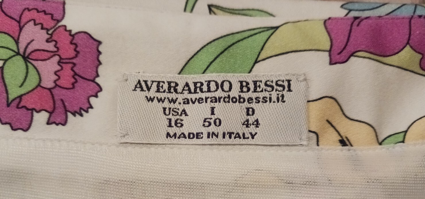 Averardo Bessi Italy Vintage Cotton Floral Pencil Skirt Size 16