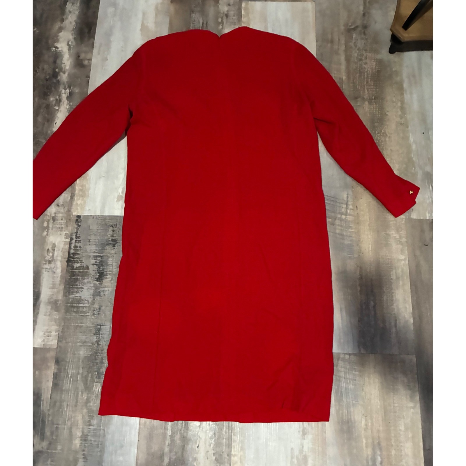 Vintage Jaeger London Red 100% Wool Dress Gold Button Detail Made in Britain