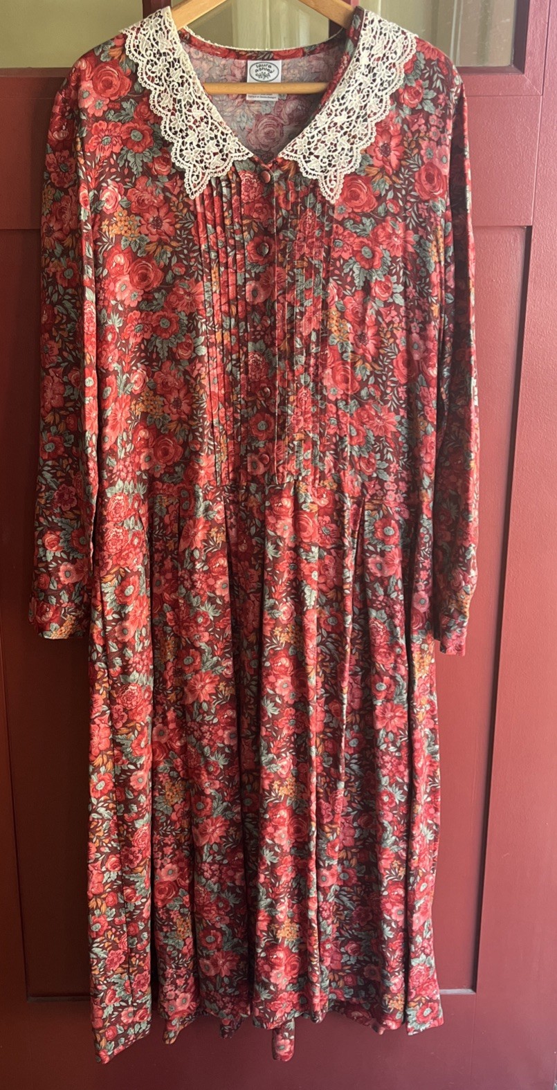 Laura Ashley 80’s GB Cottagecore Prairie Vintage Viscose Lace Collar Dress US12