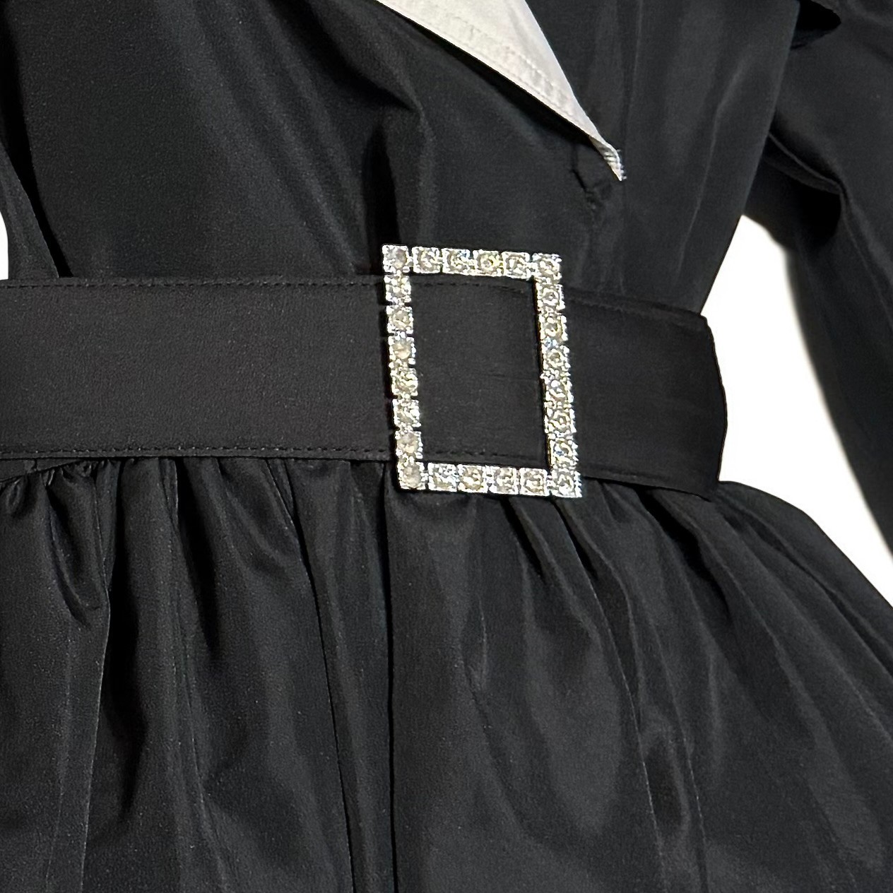 Vintage 80s Lisa Michaels Black White Formal Dress Rhinestone Belt Tulle Size 4