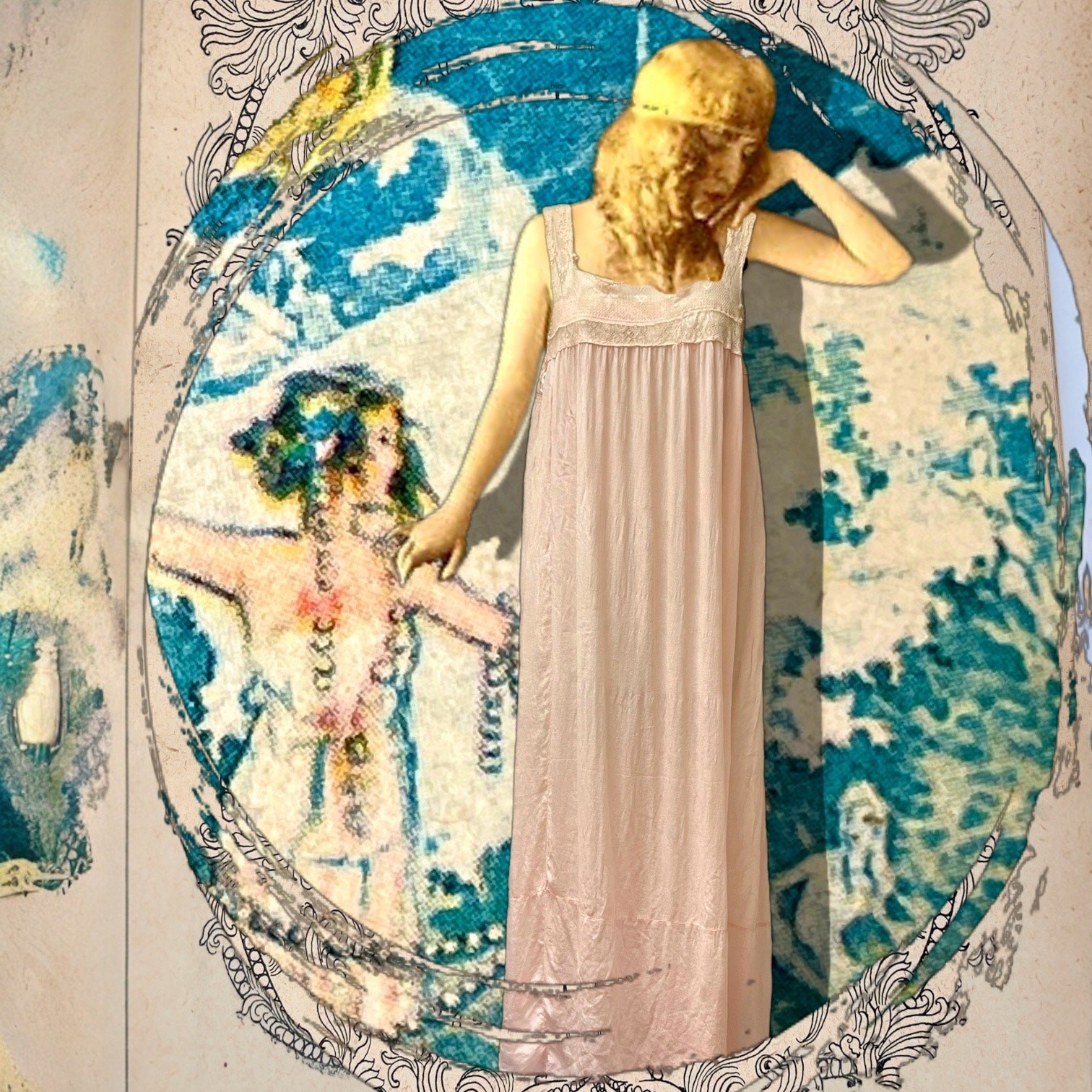 Gossamer Silk & Lace Pink Flapper Slip 1920’s Sheer Art Deco Lingerie Vintage A