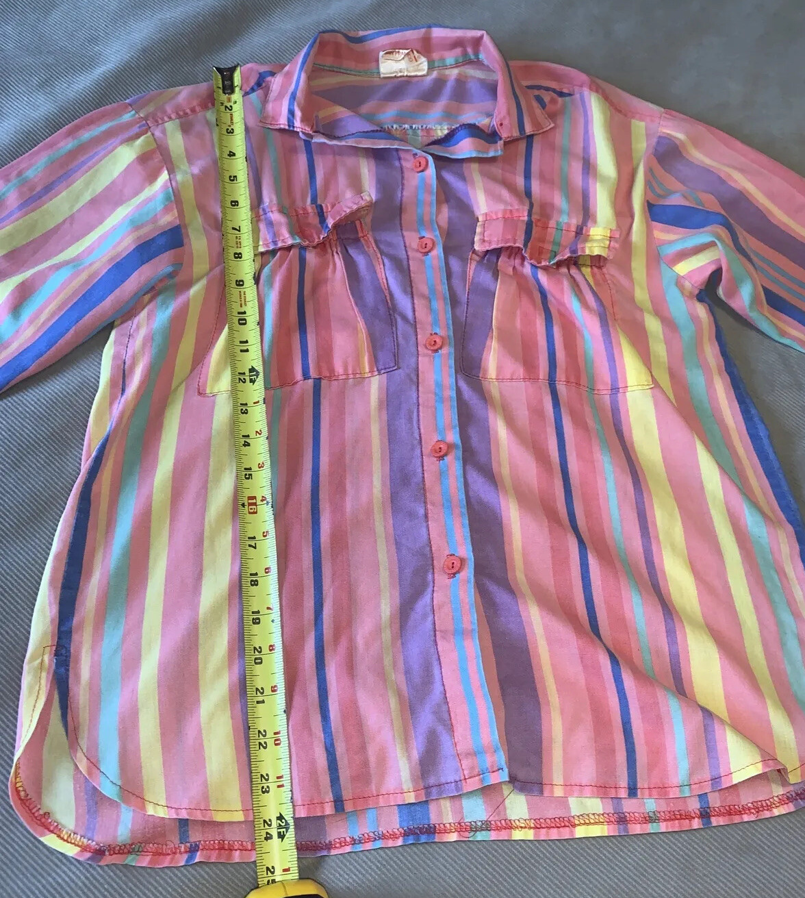Vintage Button Up 70’s EBER San Francisco Top Pastels Striped Women’s Small ?