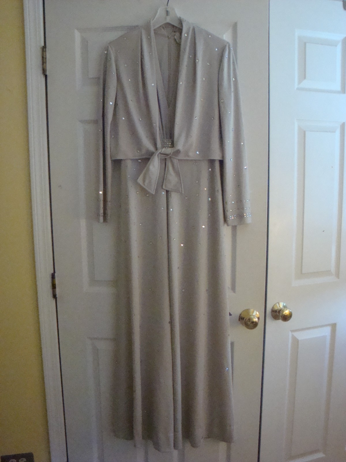 Vintage 1970’s The Brides Shop Lord & Taylor Beige Beaded Maxi Dress & Jacket