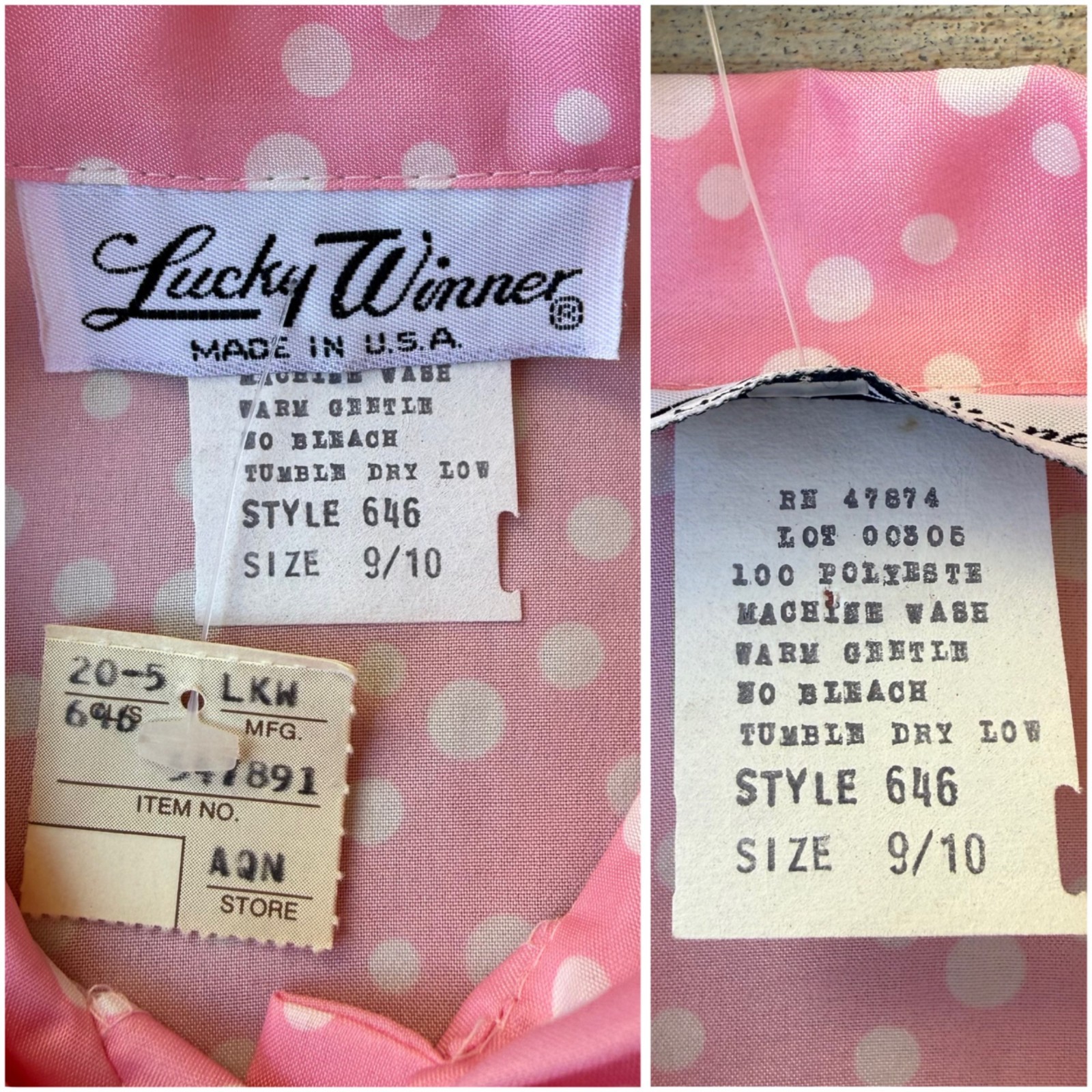 Vintage 70s Pink Polka Dot Pussy-Bow Blouse