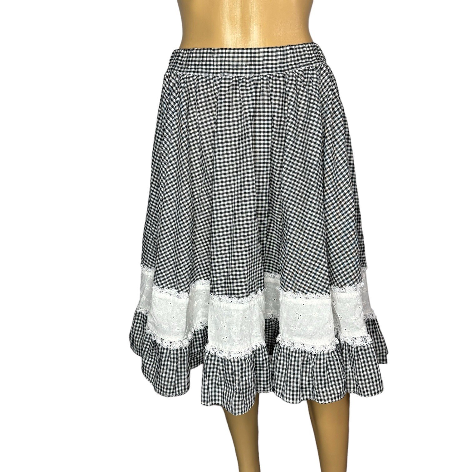 JERI BEE Western Prairie Square Dance Blouse & Skirt Gingham Womens Size M