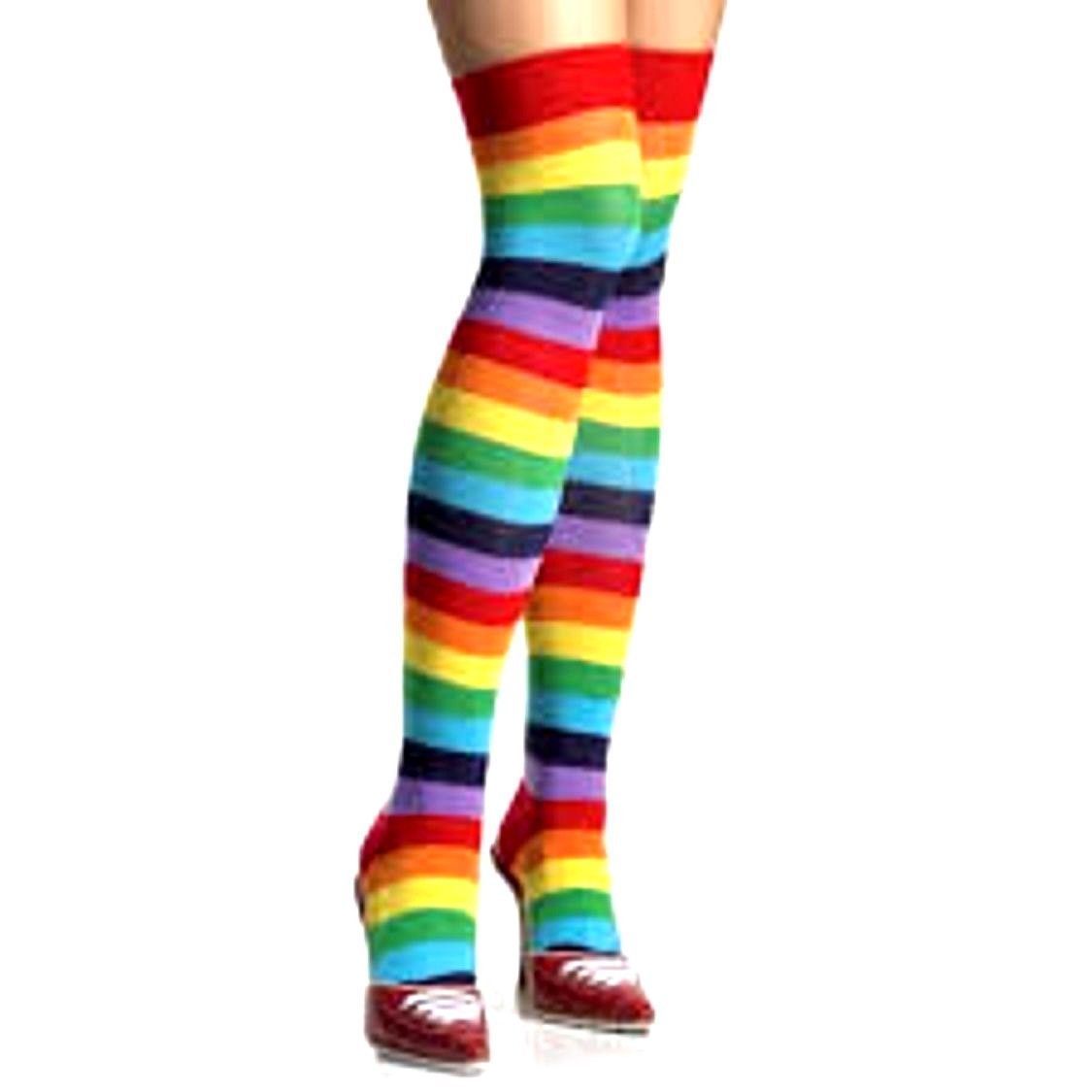 Gay Pride Rainbow Stripes Punk Hippie Stockings by Legg Avenue-Brand New!