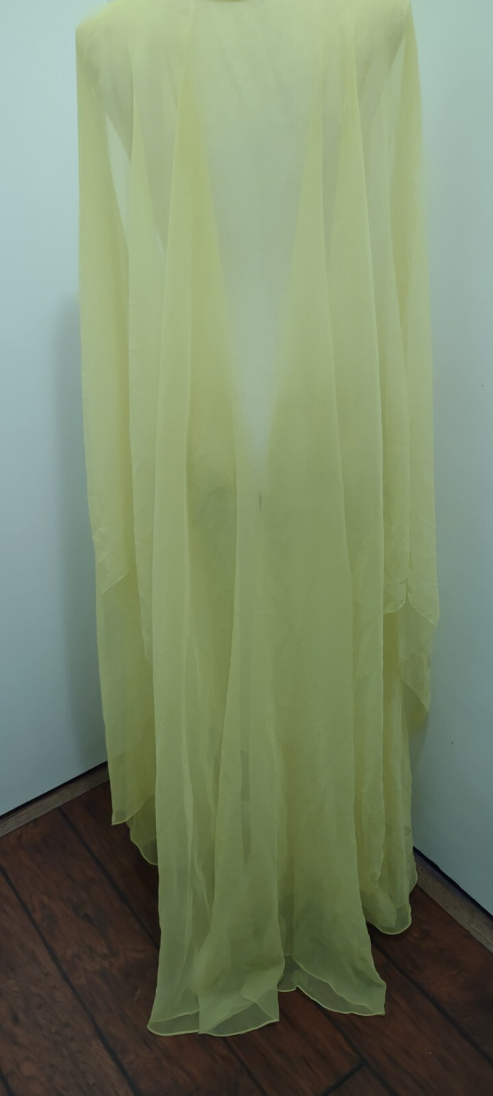 Vintage Kiki Hart NY Two Tone Yellow Chiffon Gown W Trailing Cape Grace Kelly