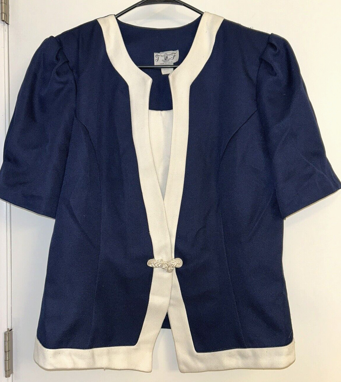 VTG 80’s Navy/White 9-5 POWER SUIT Secretary Big Business Skirt & Top USA Large