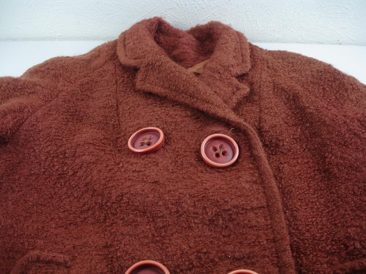 Womens L XL Vtg 1940’s Joseph Stein Maraja Heavy Nubby Wool Coat Double Breasted