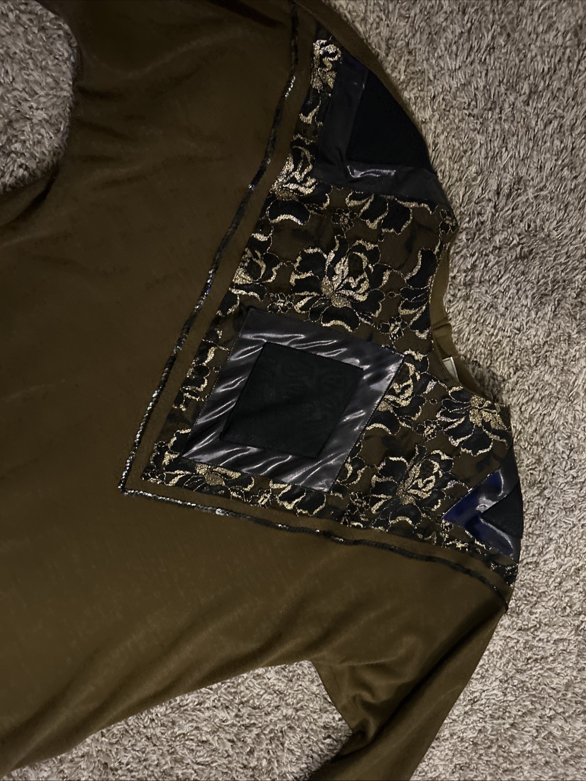 VTG Leadermode 2pc Skirt Set M Brown Gold Metallic 80s 90s Party Edgy