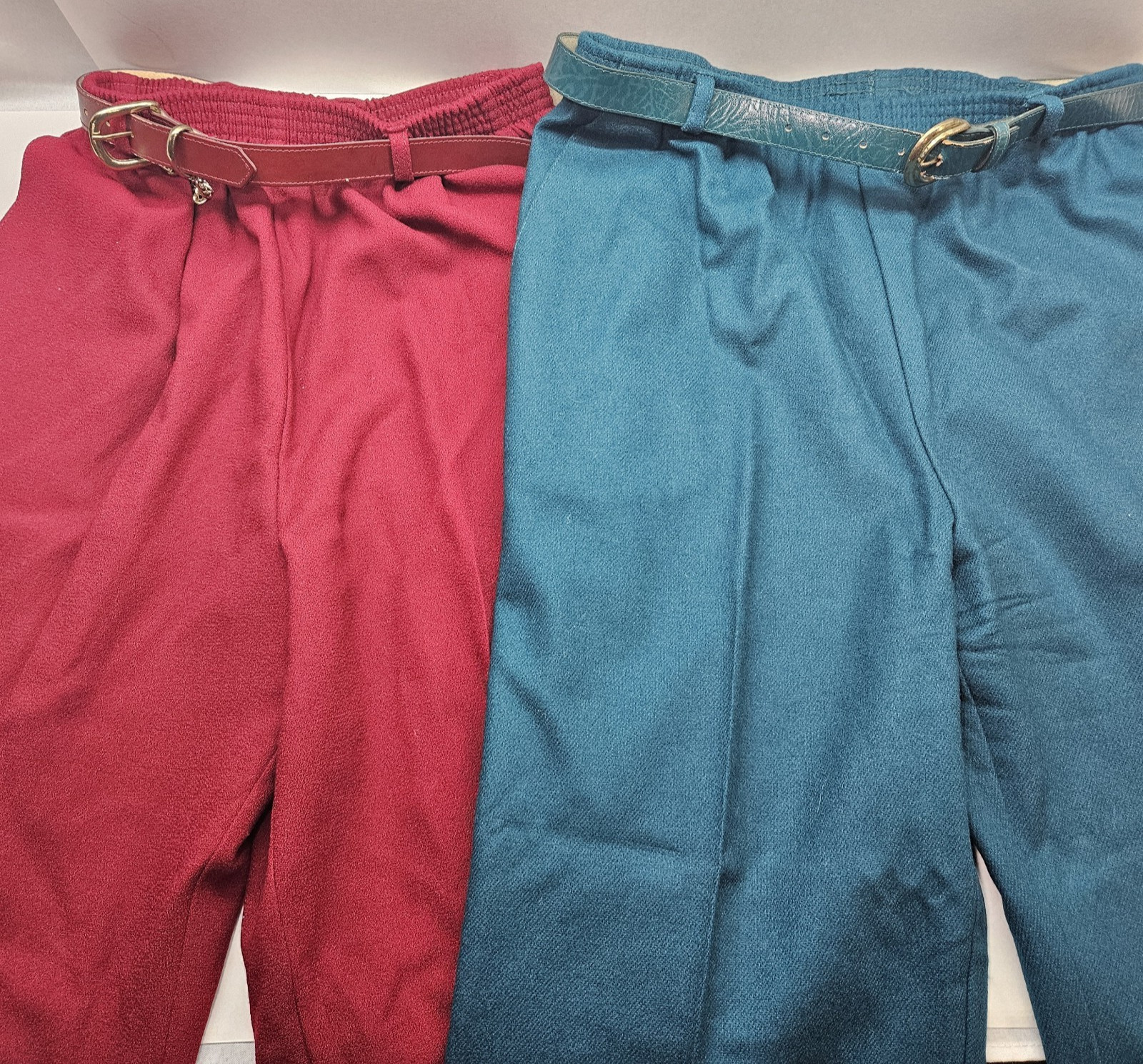 Vintage Alfred Dunner 1980’s Wool Slacks Pants Size 12, Red & Teal USA