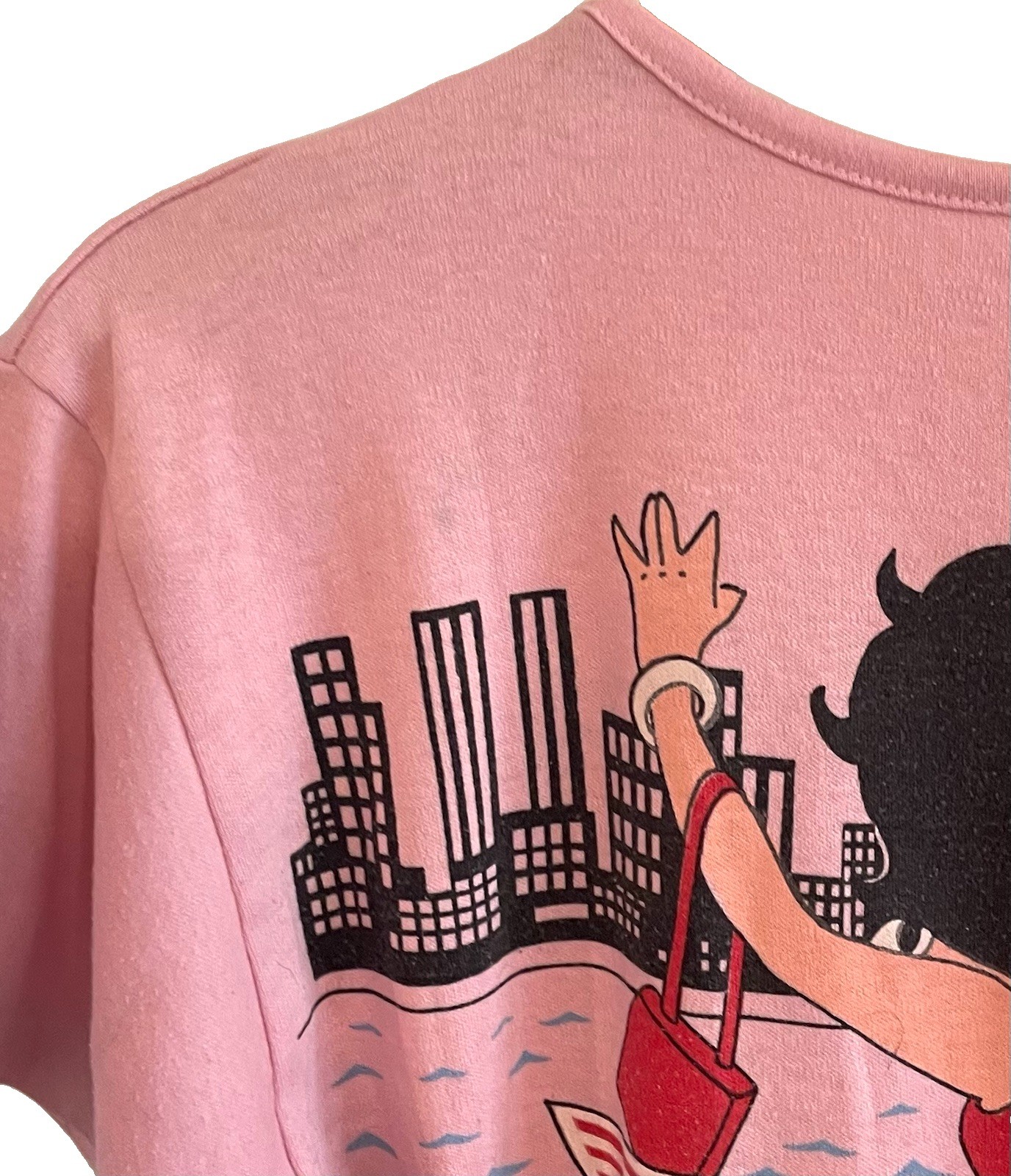 Vintage 1985 BETTY BOOP NYC Cuffed Bottom Tshirt BJ FROG Pink M/L