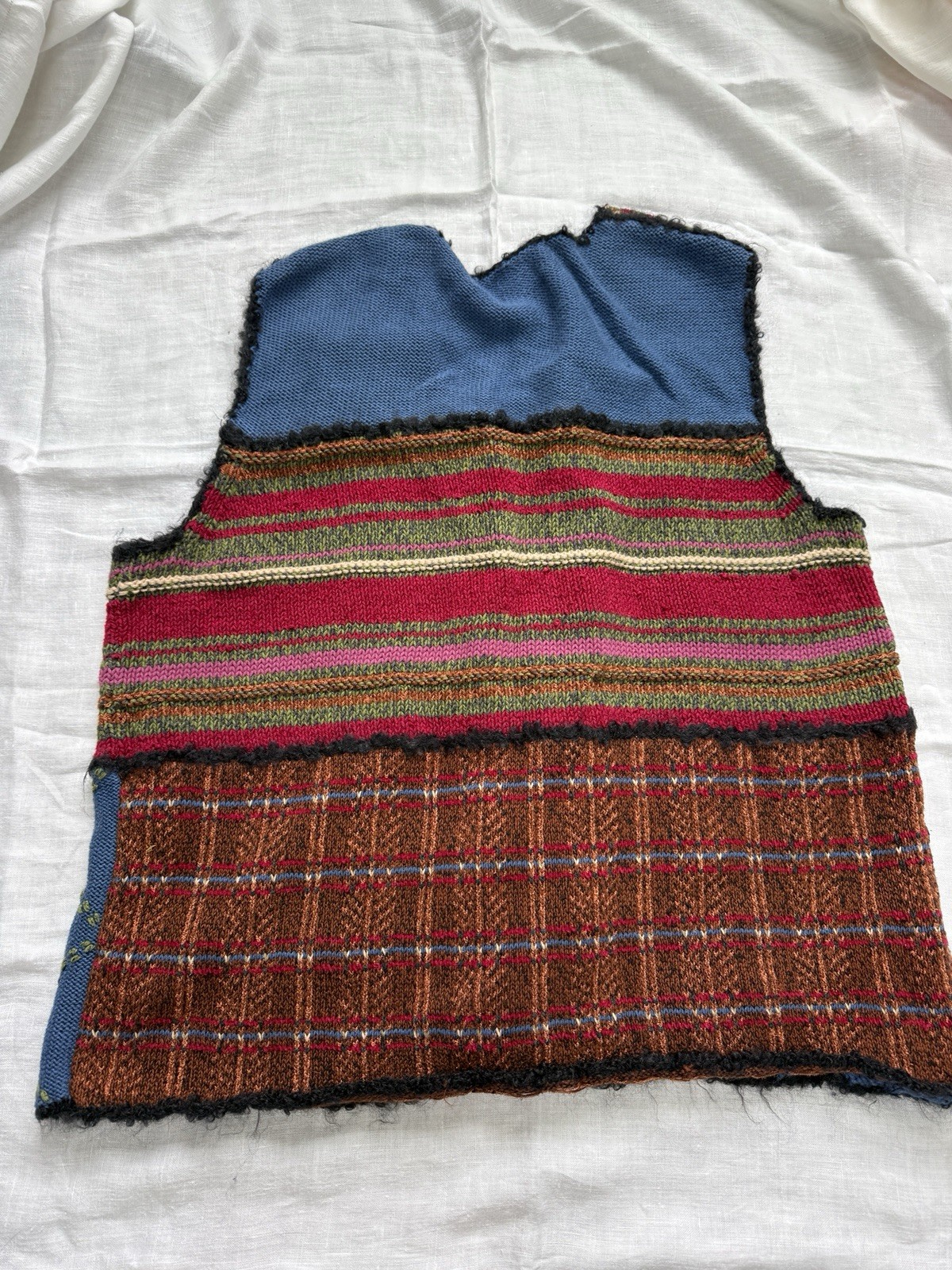 Susan Bristol Vintage 90s Y2K Patchwork Knit Vest Tank Size XL Cottage Core EUC