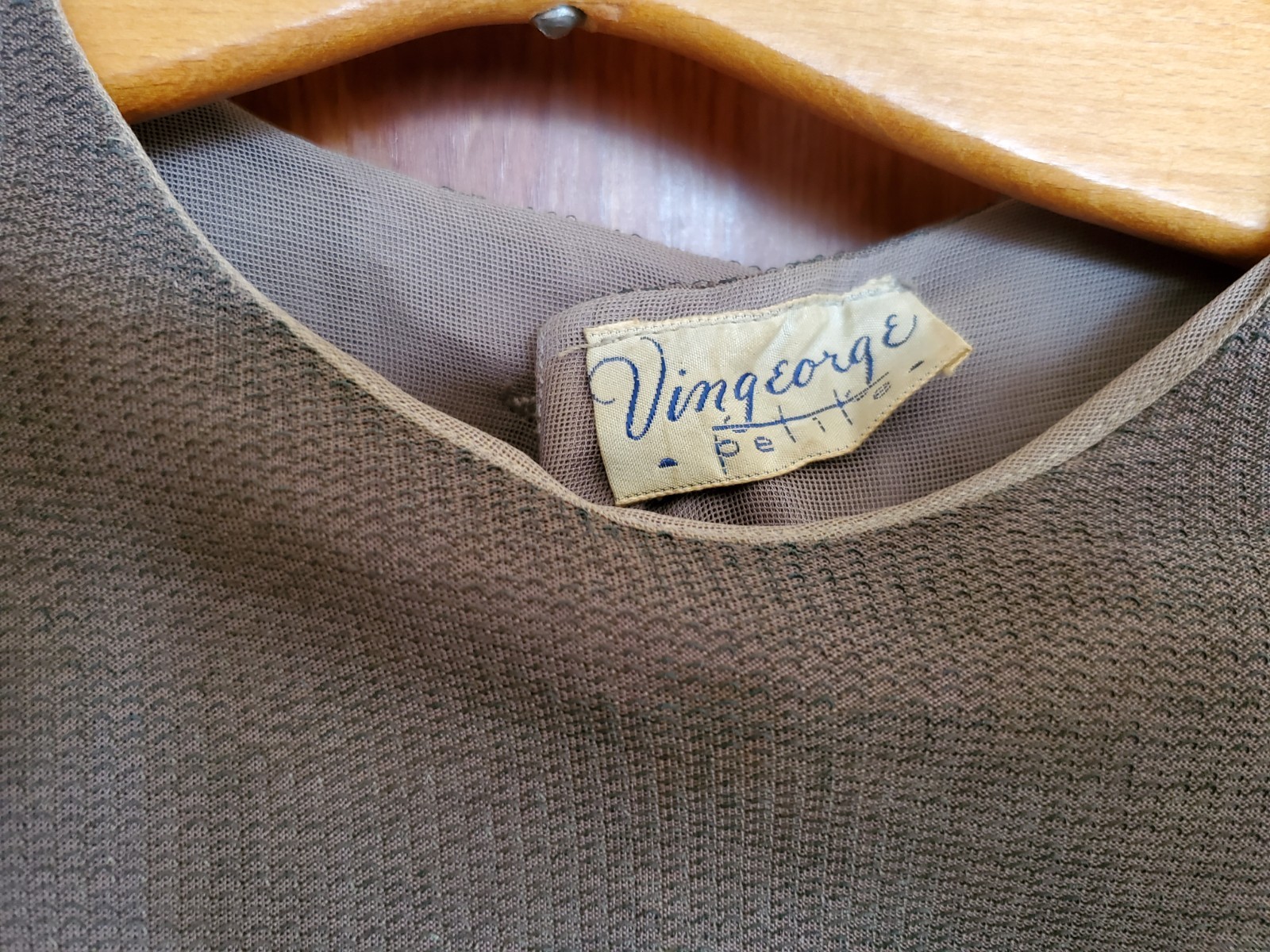 Vintage 1940’s TAUPE & METALLIC GOLD THREAD COCKTAIL DRESS with DRAPE DETAIL
