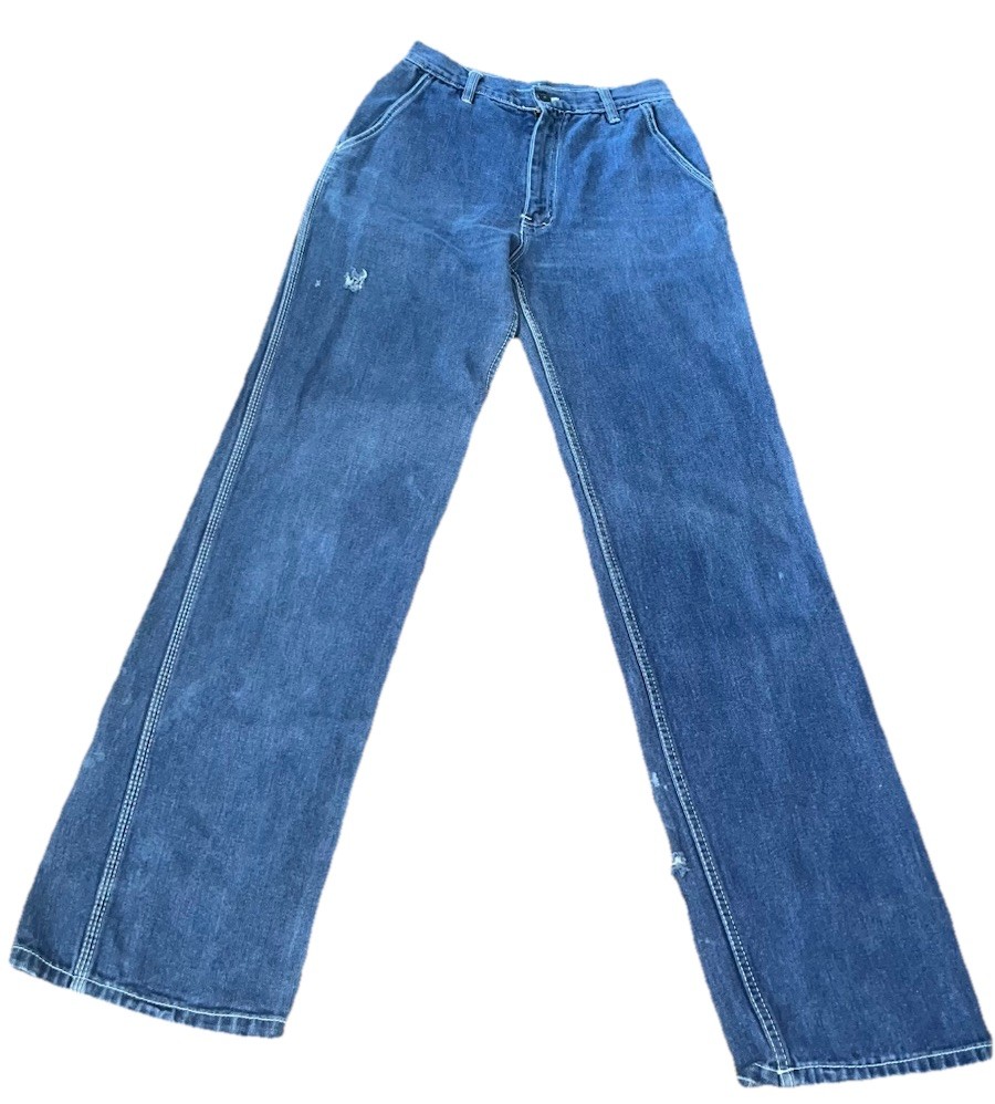 Vintage 70s DADDY’S MONEY Dark Jeans Disco Flare Wide Leg Sz 9 27” Waist RARE