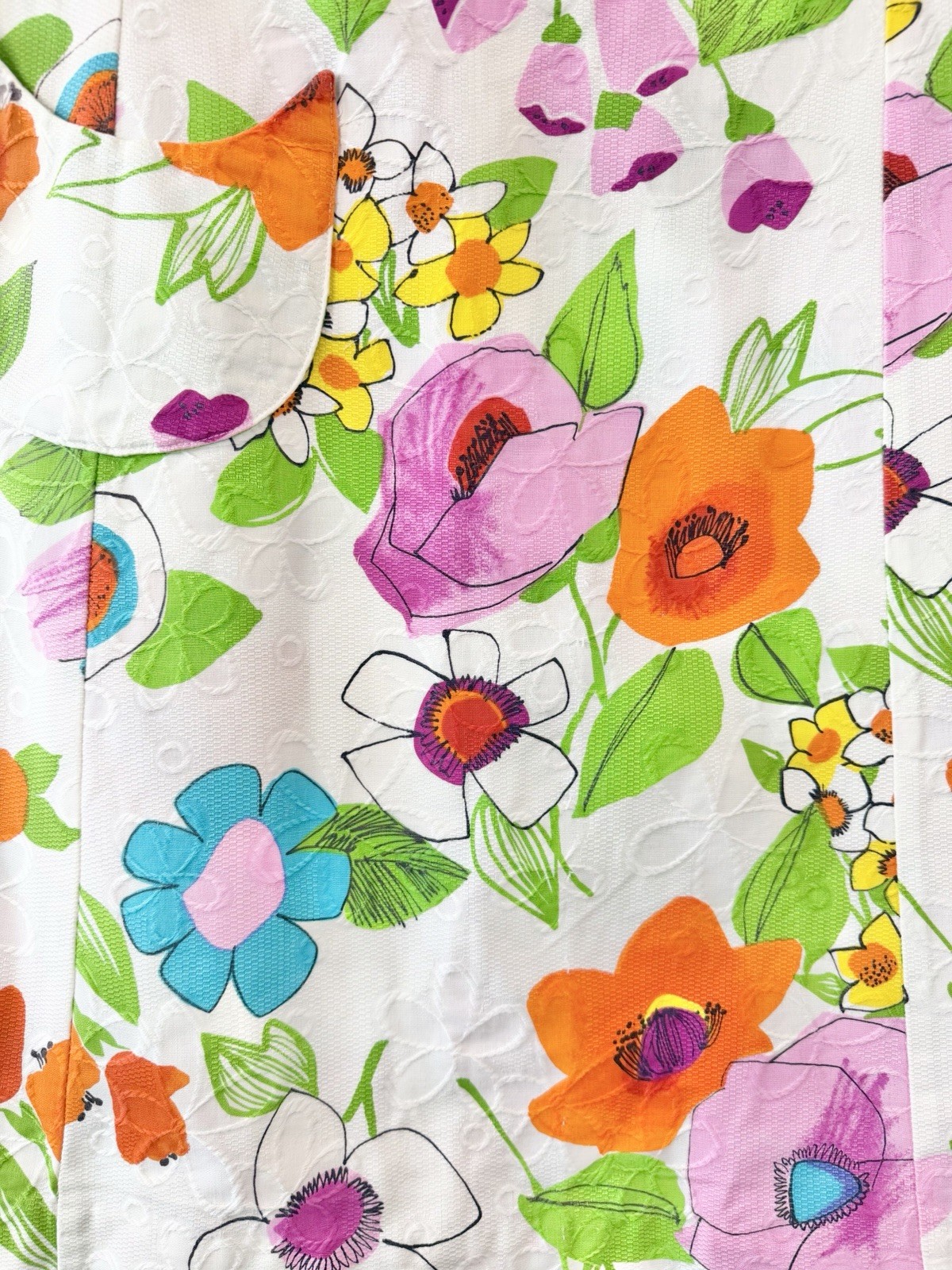 Vintage 1960s Shift Dress Flower Power Mod Hippie Cotton 60s Rainbow Medium