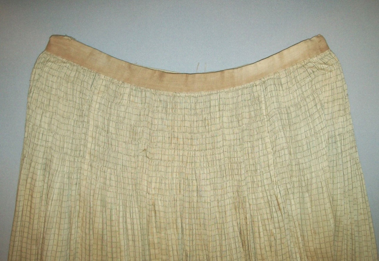 Old Vtg 1890s Womans Hand Made Fancy Petticoat Slip Amazing Work Homespun Pleats