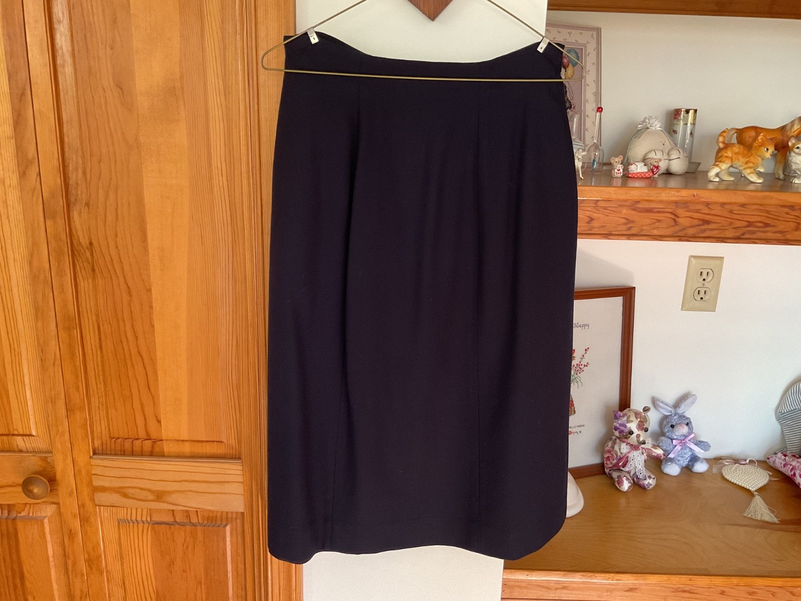 Vtg J McLaughlin for Sanyo Classic Navy Blue Wool Skirt Size 10 USA Preppy Smart