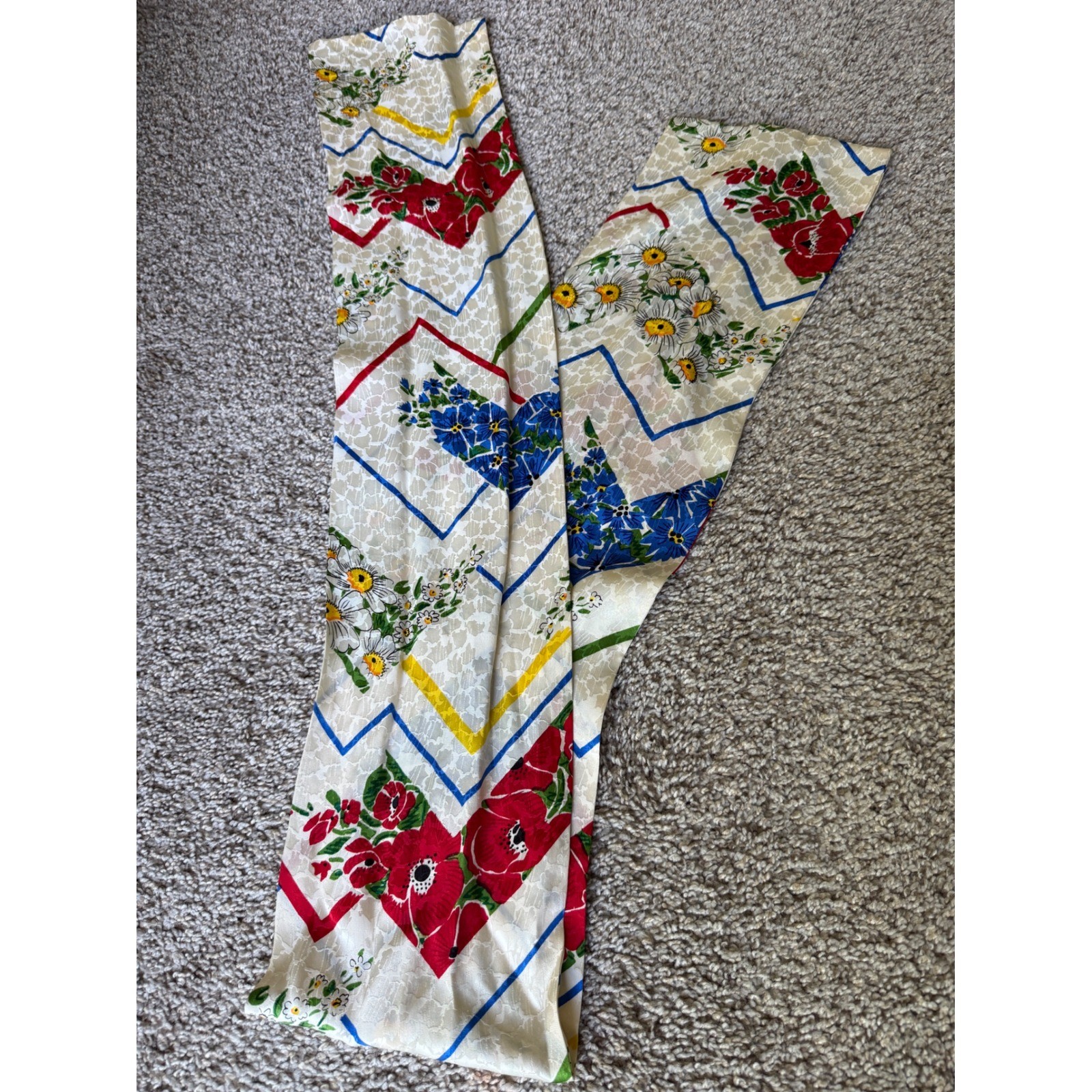 Vintage 3pc Silk Skirt Sweater Scarf Set Floral Whimsical 80s Grandmacore