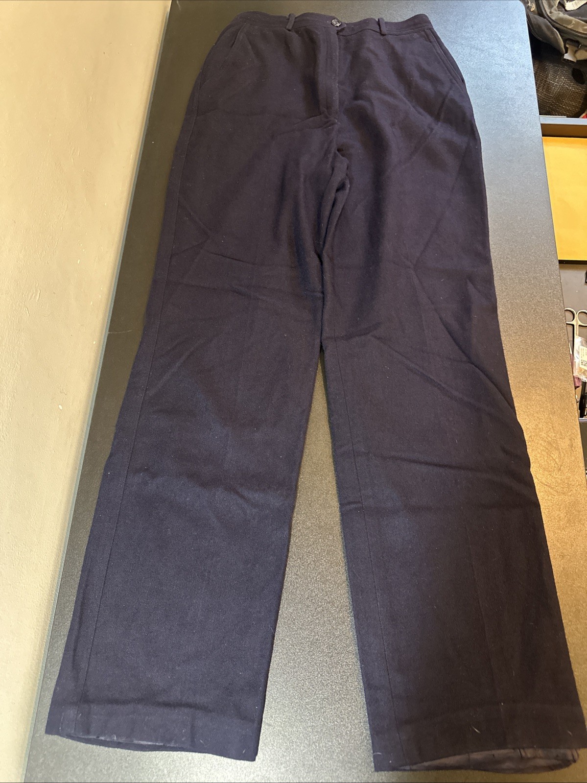 High waist Vintage The Villager Wool Sz 12 Navy blue 30” Inseam 26” Waist Small