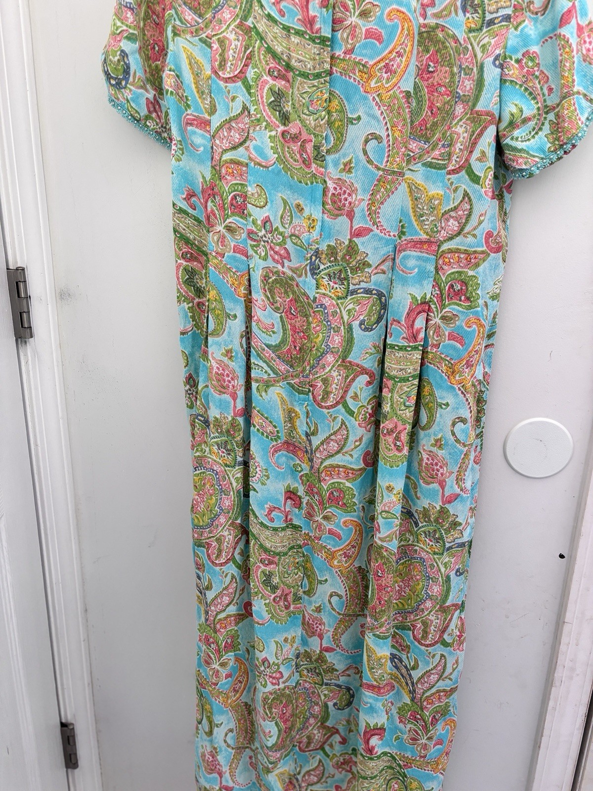 Sarah Elizabeth Vintage Cottagecore Prairie Maxi Dress Sz 6 Blue Pink Paisley