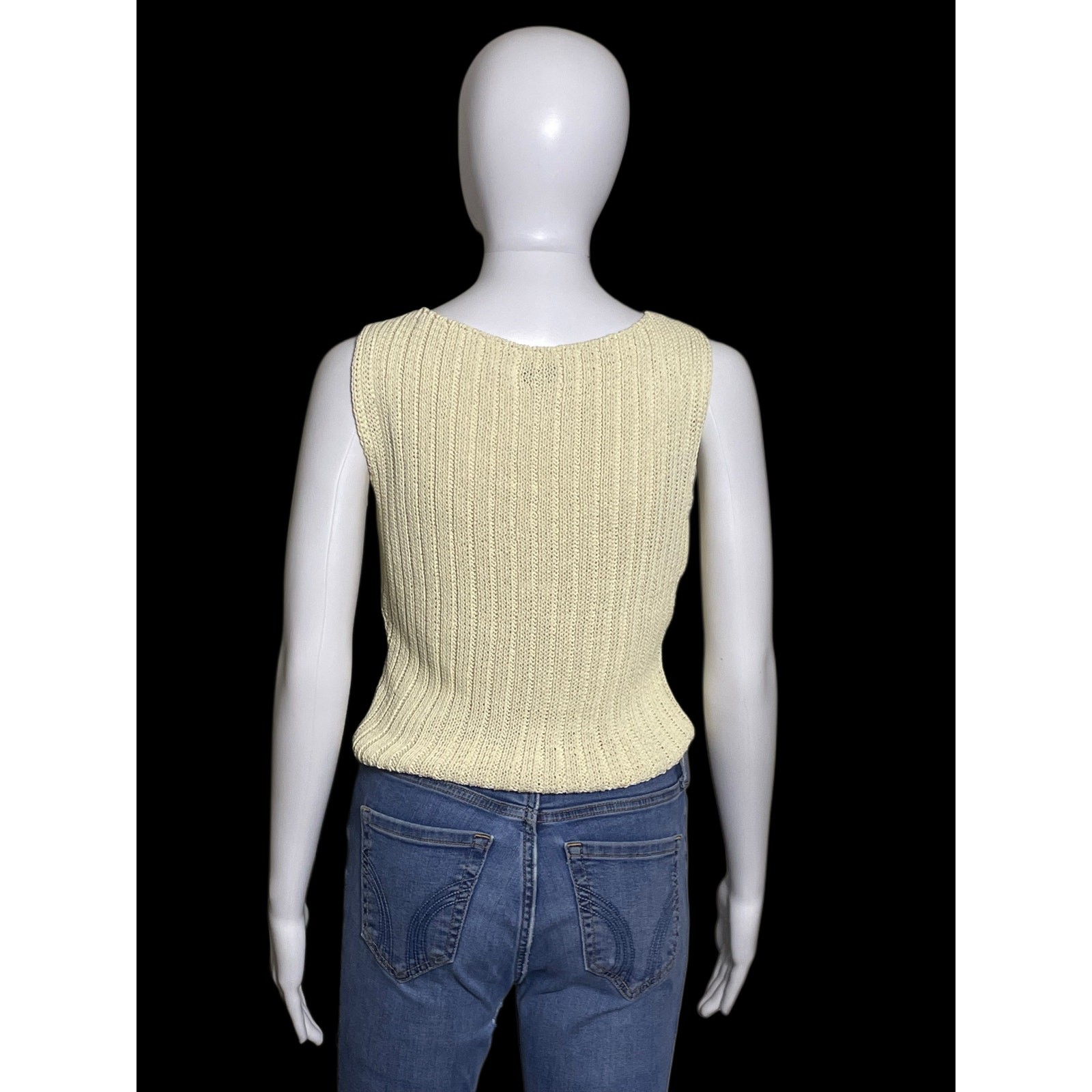 Vintage Balenciaga Knit Ivory Crochet Sleeveless Women Vest From Japan Medium
