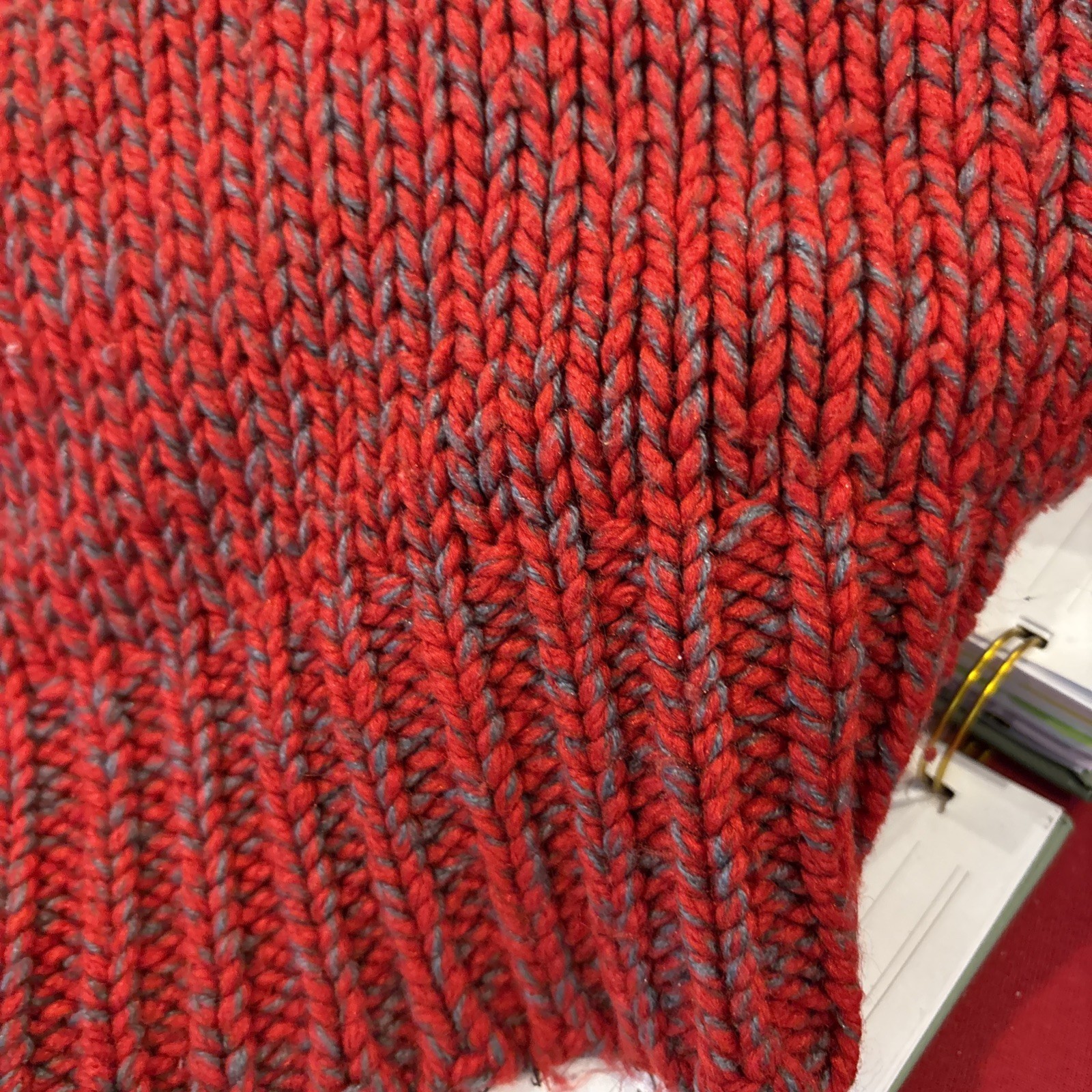 VTG FABE Pullover Sweater Warm Chunky Knit 80’s FASHION Red Gray White S / M *