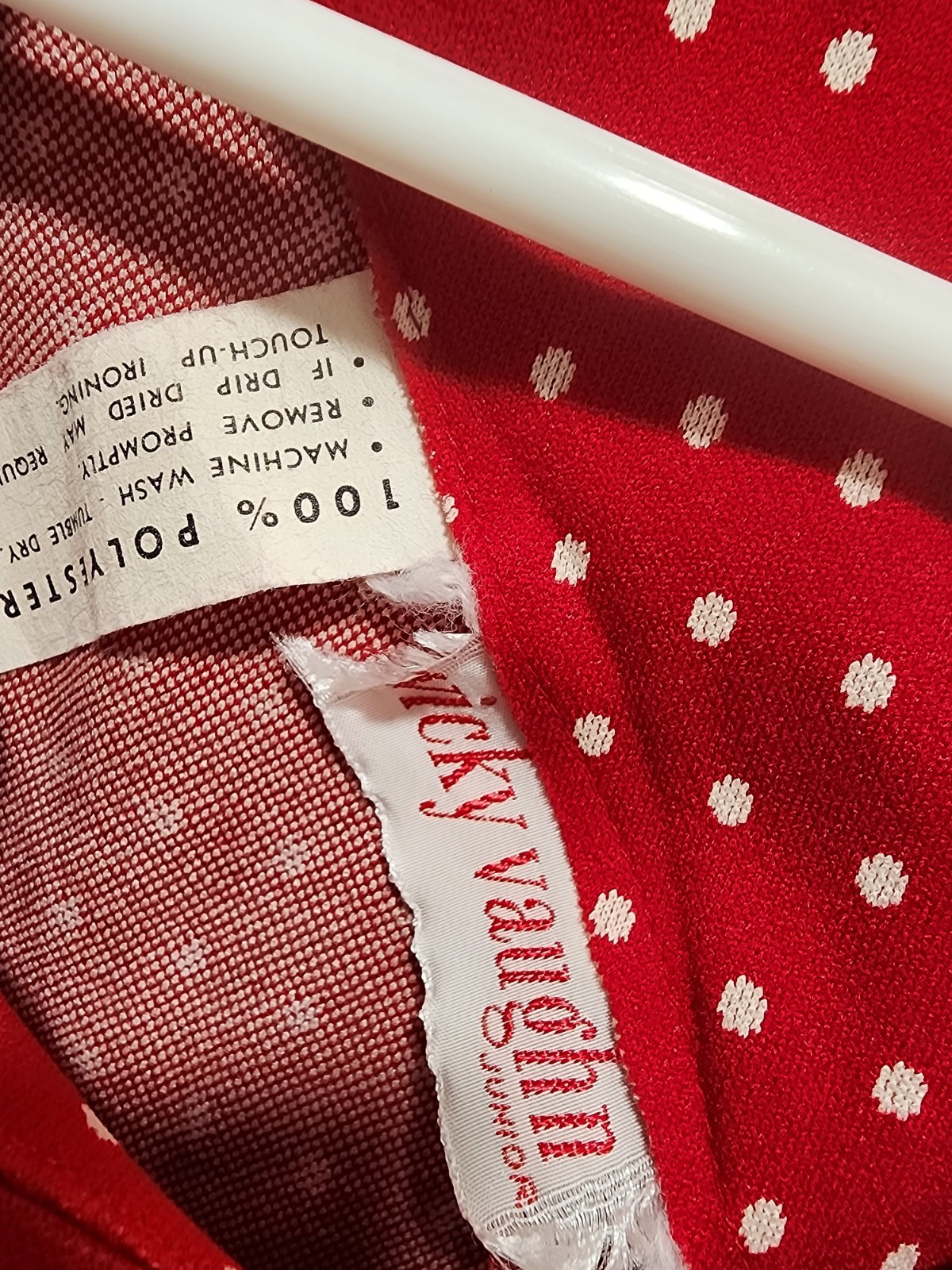 Vtg 60 70s Vicky Vaughn Red Polka Dot Fit Flare Flutter Sleeve Maxi Dress Sz Med