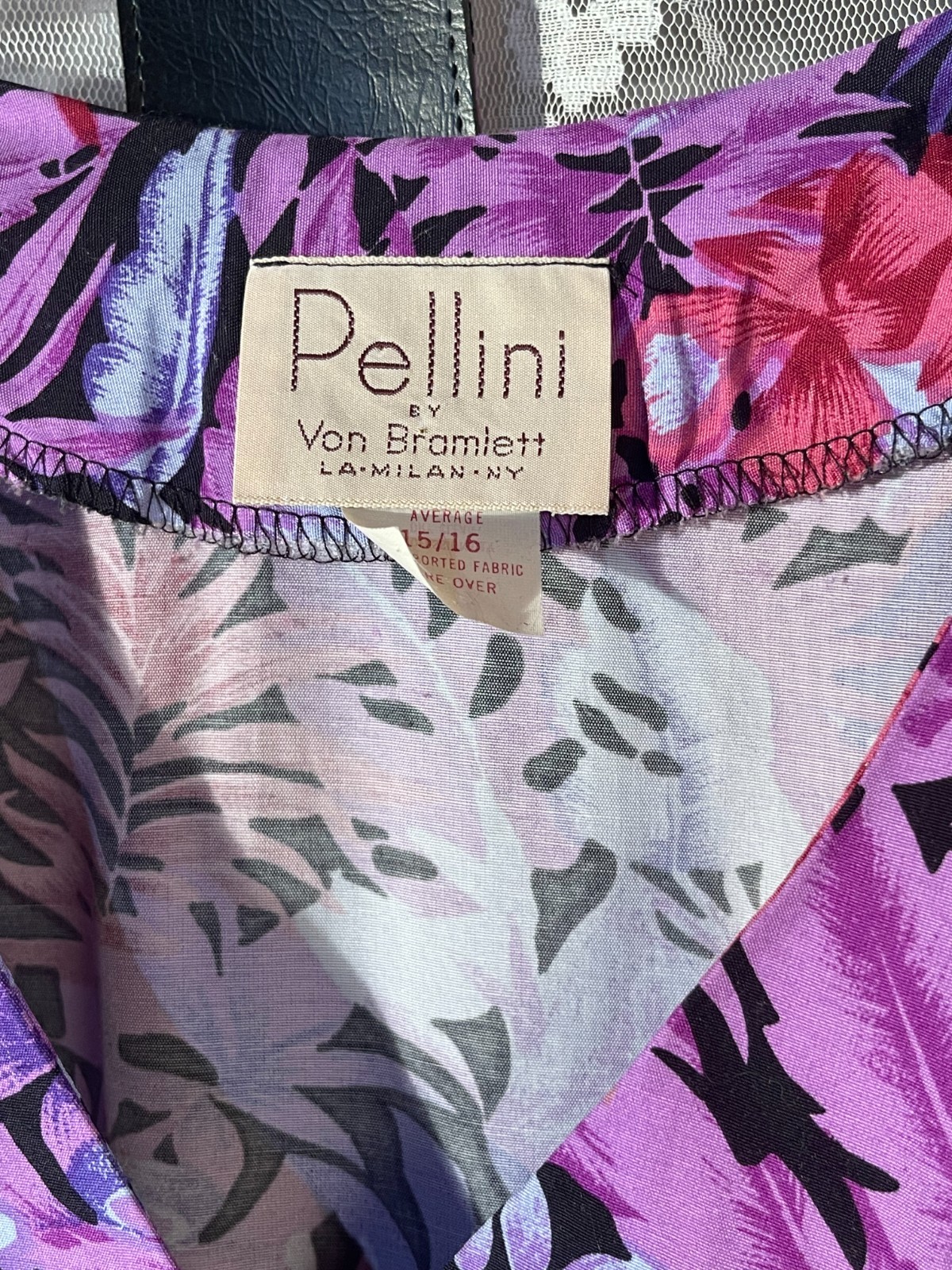Vintage 80s Purple Dress Size XL 1980s Retro Tropical Floral Rayon Shirt Waist