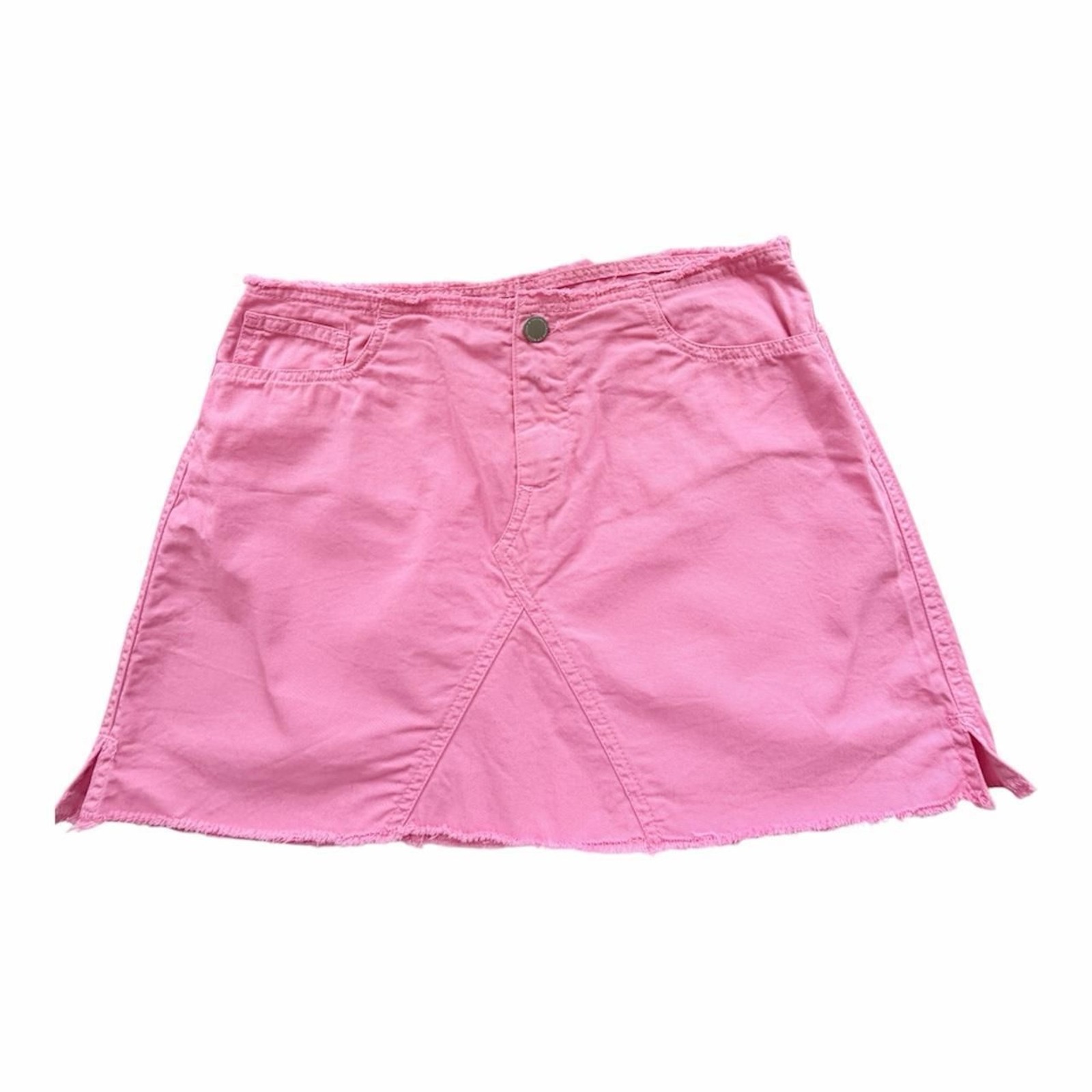 Vintage Women’s United Colors of Benetton Pink Denim Mini Skirt Size M