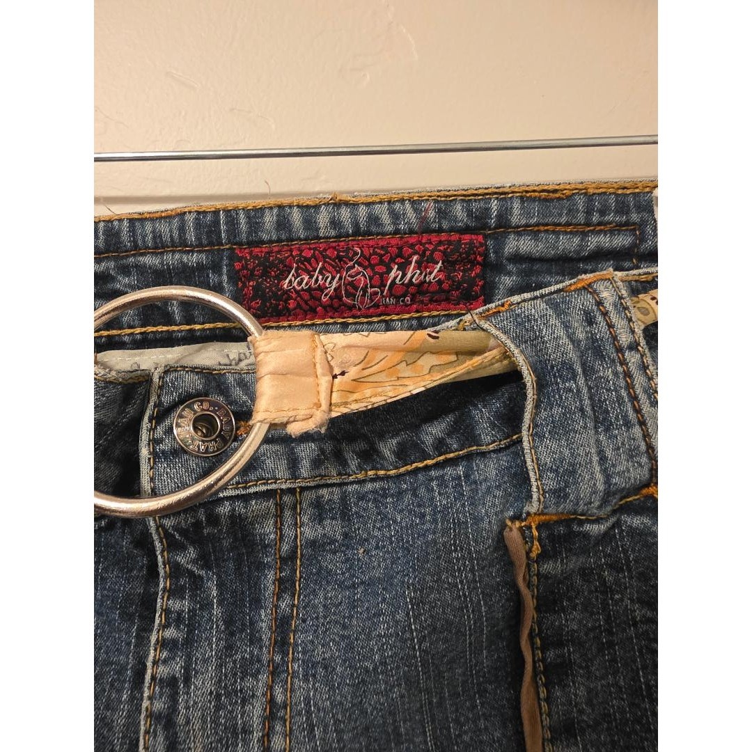 Vintage Baby Phat Y2K Belted Flare Jeans Size 19/20 Blue Denim Bootcut