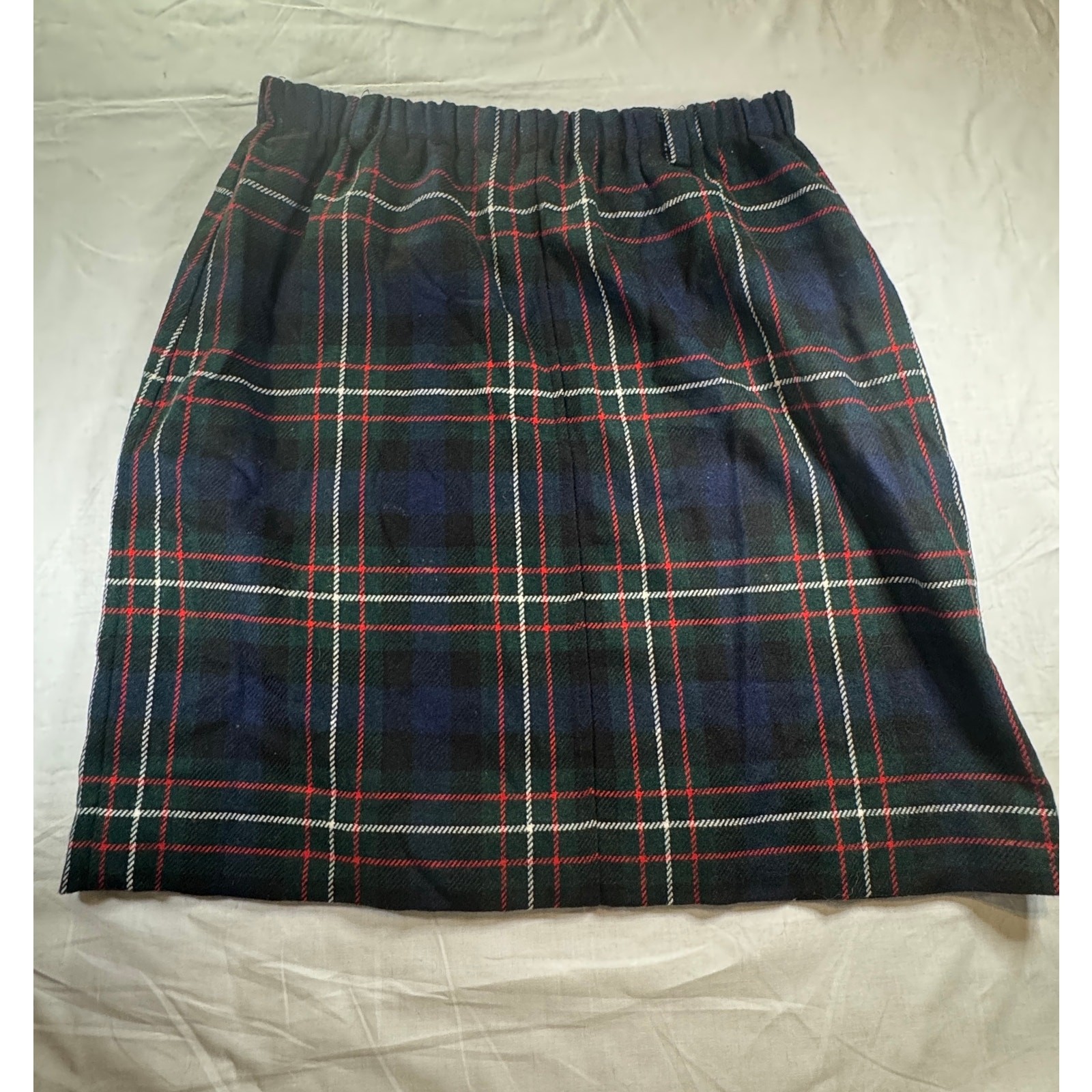 Hunter Sportswear Navy Tartan Pencil Skirt, 30 Waist