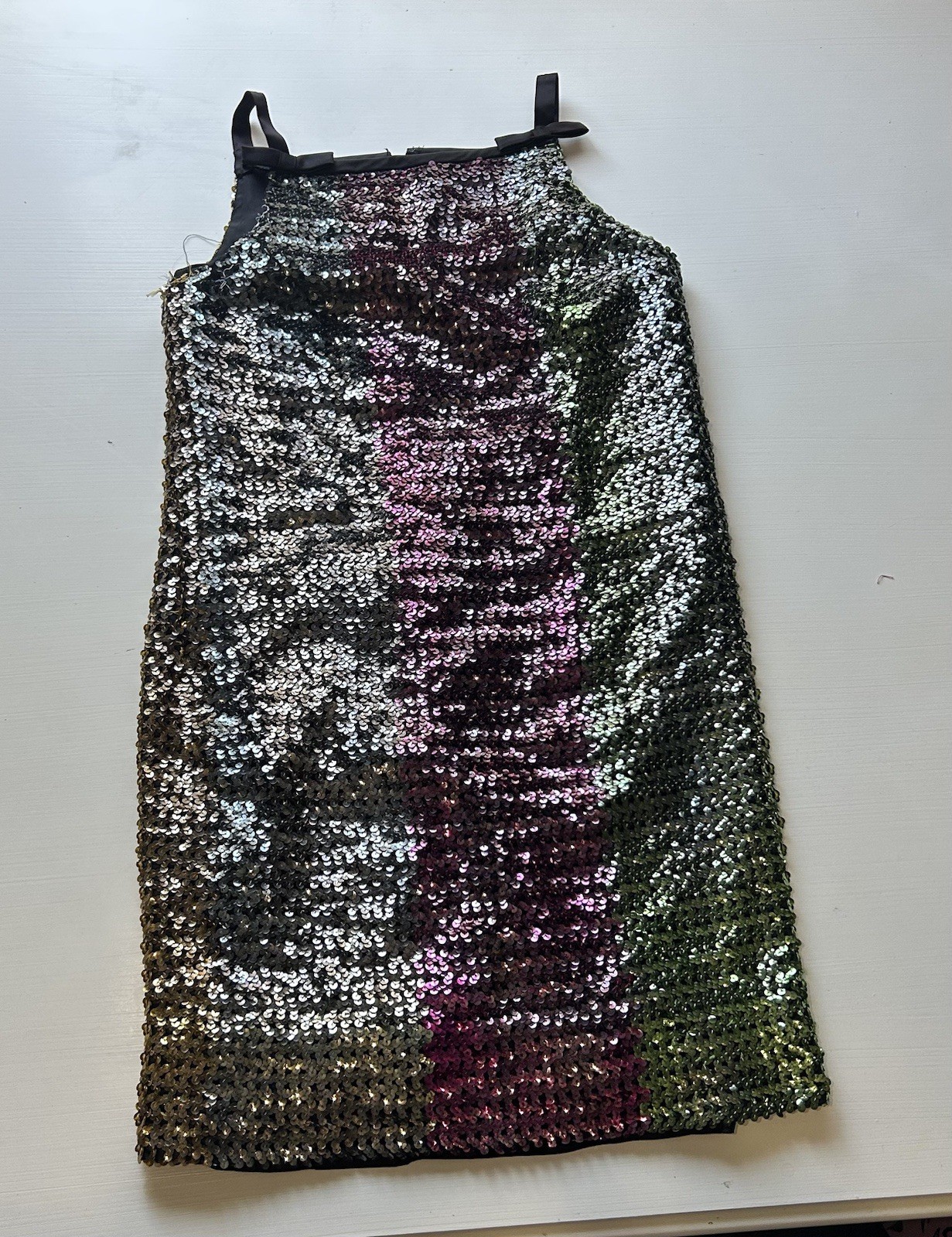 Vintage 1960s Jr Theme NY Dress Rainbow MOD Sequins Mini Holiday / Party