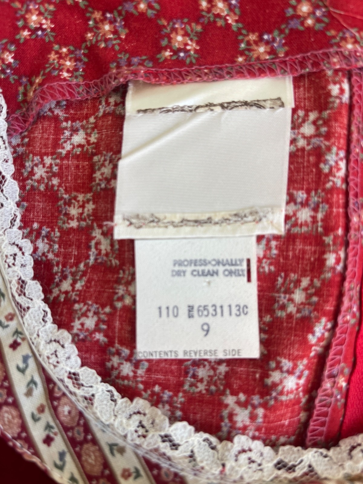Vintage 70s Gunne Sax Red Calico Floral Sundress Velvet Corset Prairie Dress