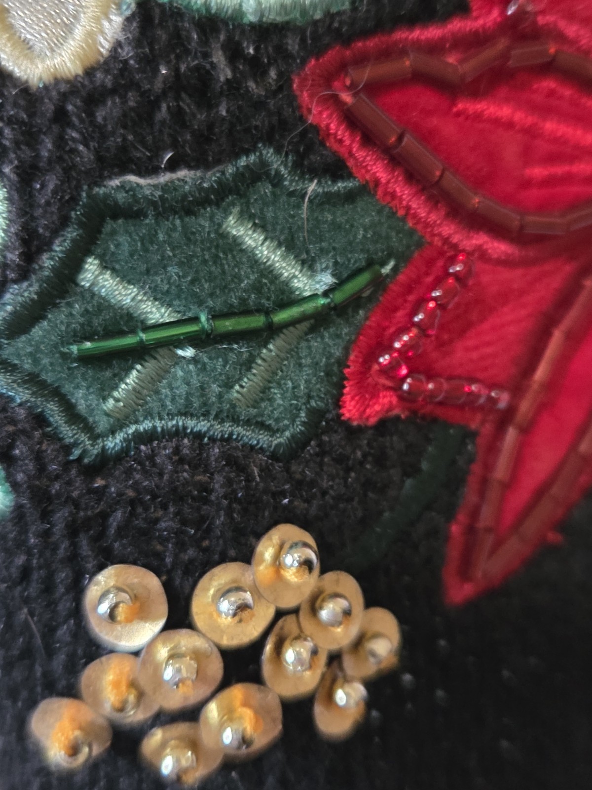 Vtg Tiara Int’l Christmas Zip Cardigan Sweater M Cardinal Snowflake Sequin Beads