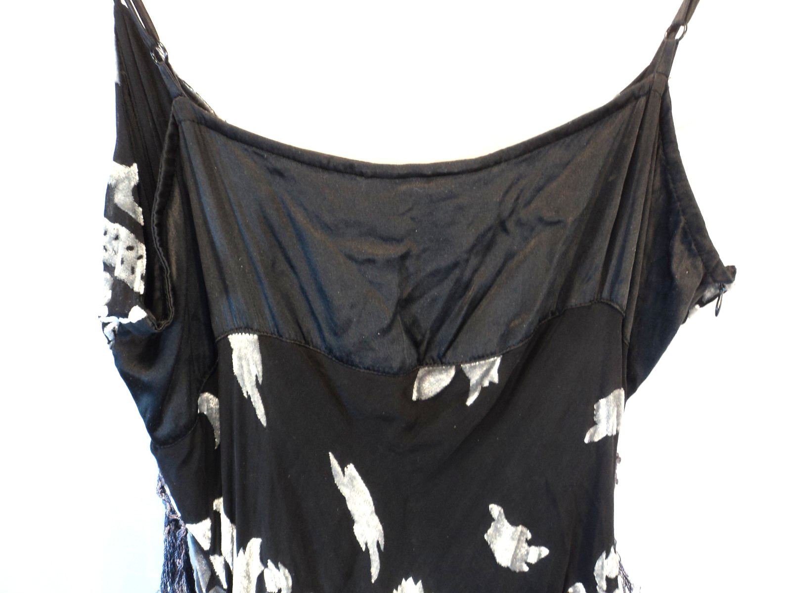 Vintage Aris A Y2K Silk Blend Burnout Velvet Fringe Maxi Dress Sz L
