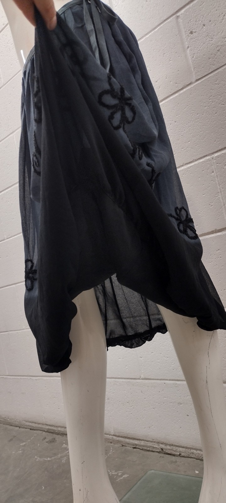 Skirt Witchy Black Gray Bubble Hem 90s Ethnic Elegant NEW TAG Zashi M vintage