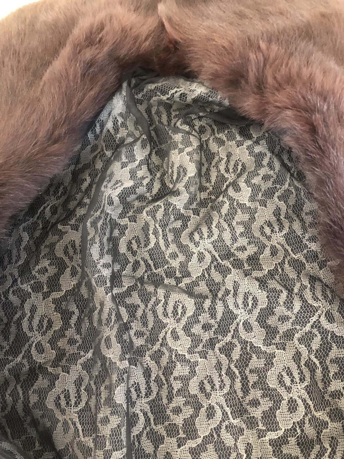 60s VTG Wool Cardigan w Black FUR COLLAR and Rhinestone Clasp