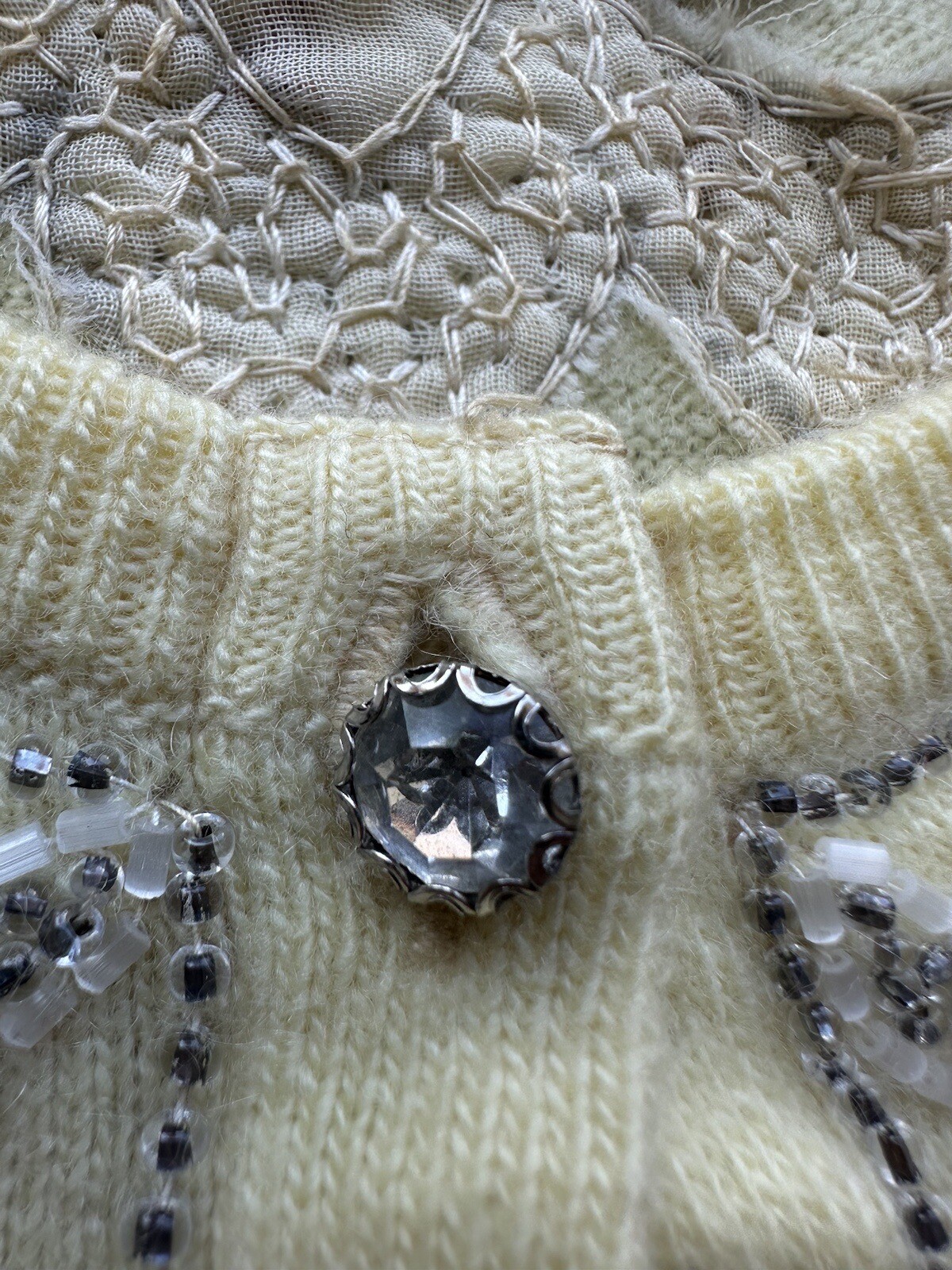 Vintage RARE Bullocks Wilshire by Ballantyne of Peebles Bedazzled Jewel Sweater