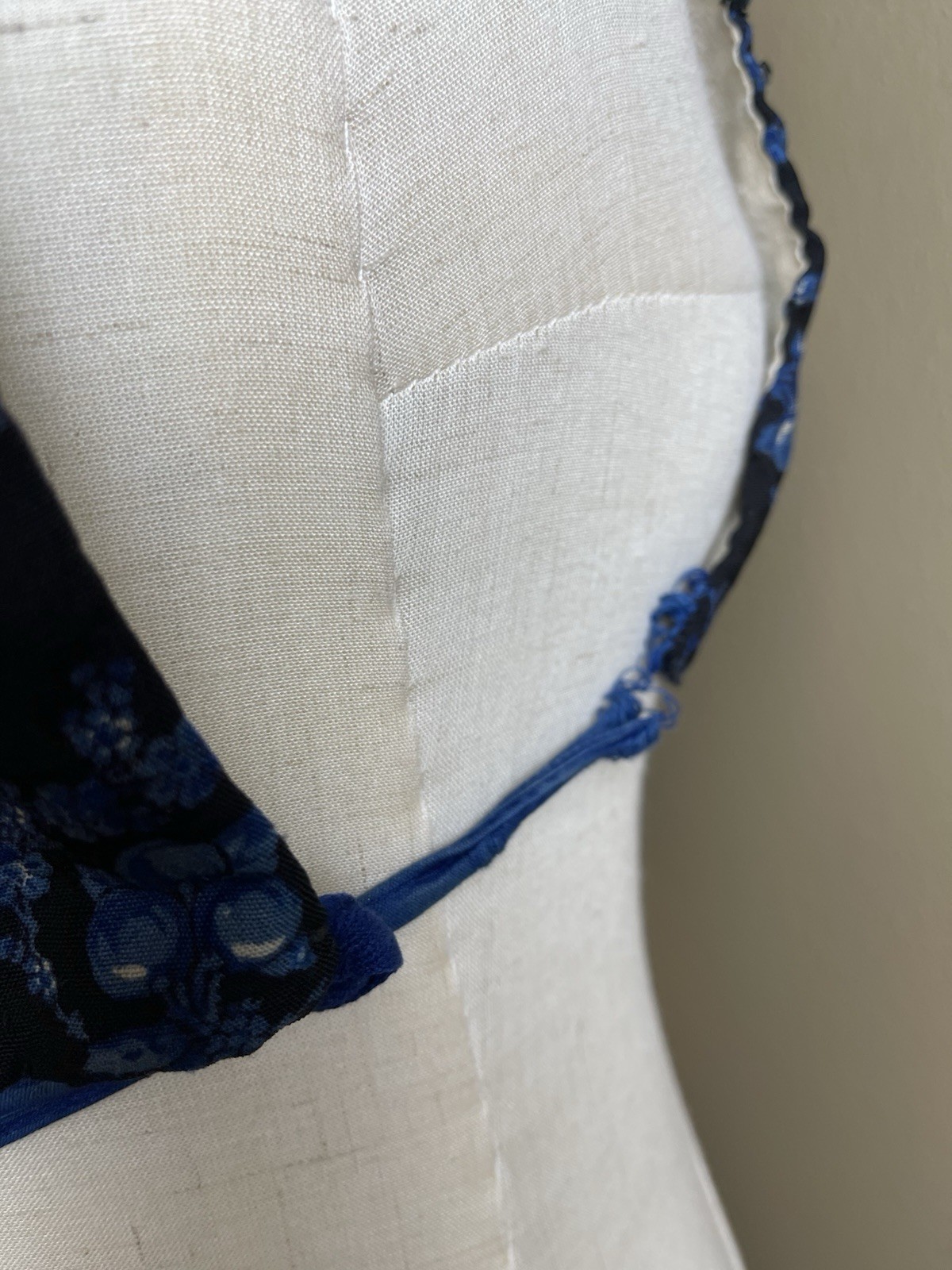 Antique Dutch Folk Bib Tabard Vest Apple Pattern Cotton Fabric Size XS/S/M Flaws