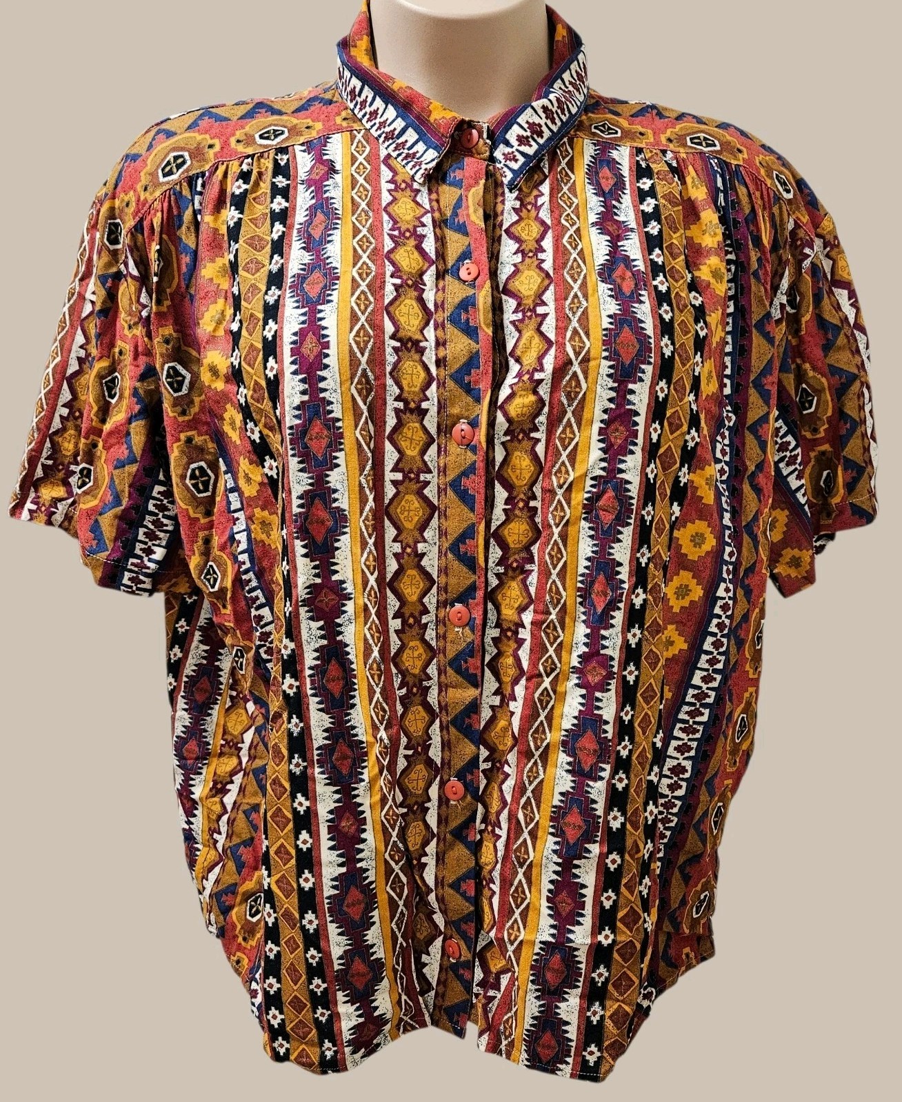 VTG 90s Tapestry Southwestern Button Up Shirt XL Aztec Geometric Boho…
