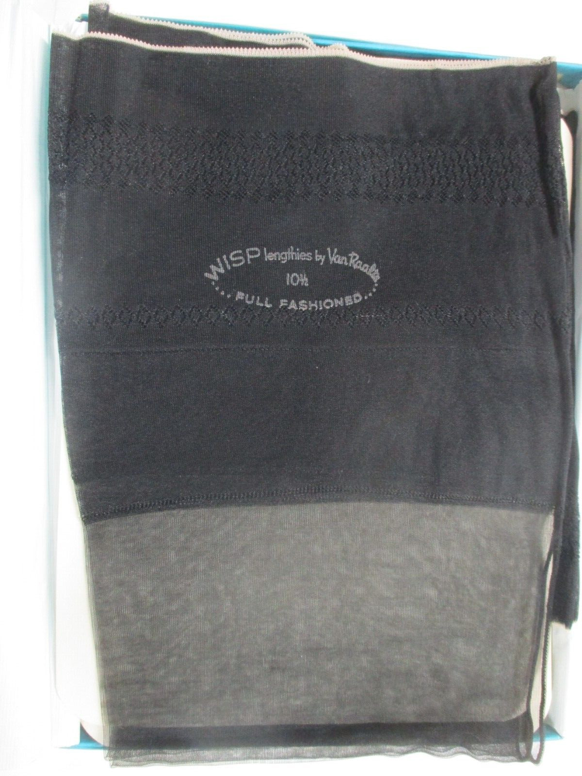 1PR VINTAGE VAN RAALTE SEAMED FULL FASHION NYLON STOCKINGS 10 1/2 LONG BLACK