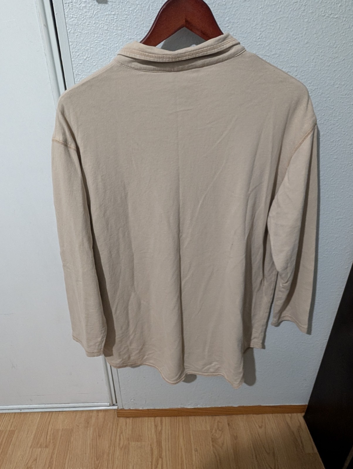 Vintage Cotton Studio Beige Button Shirt USA Made Wom. Sz. M DISCOLORATION SPOTS