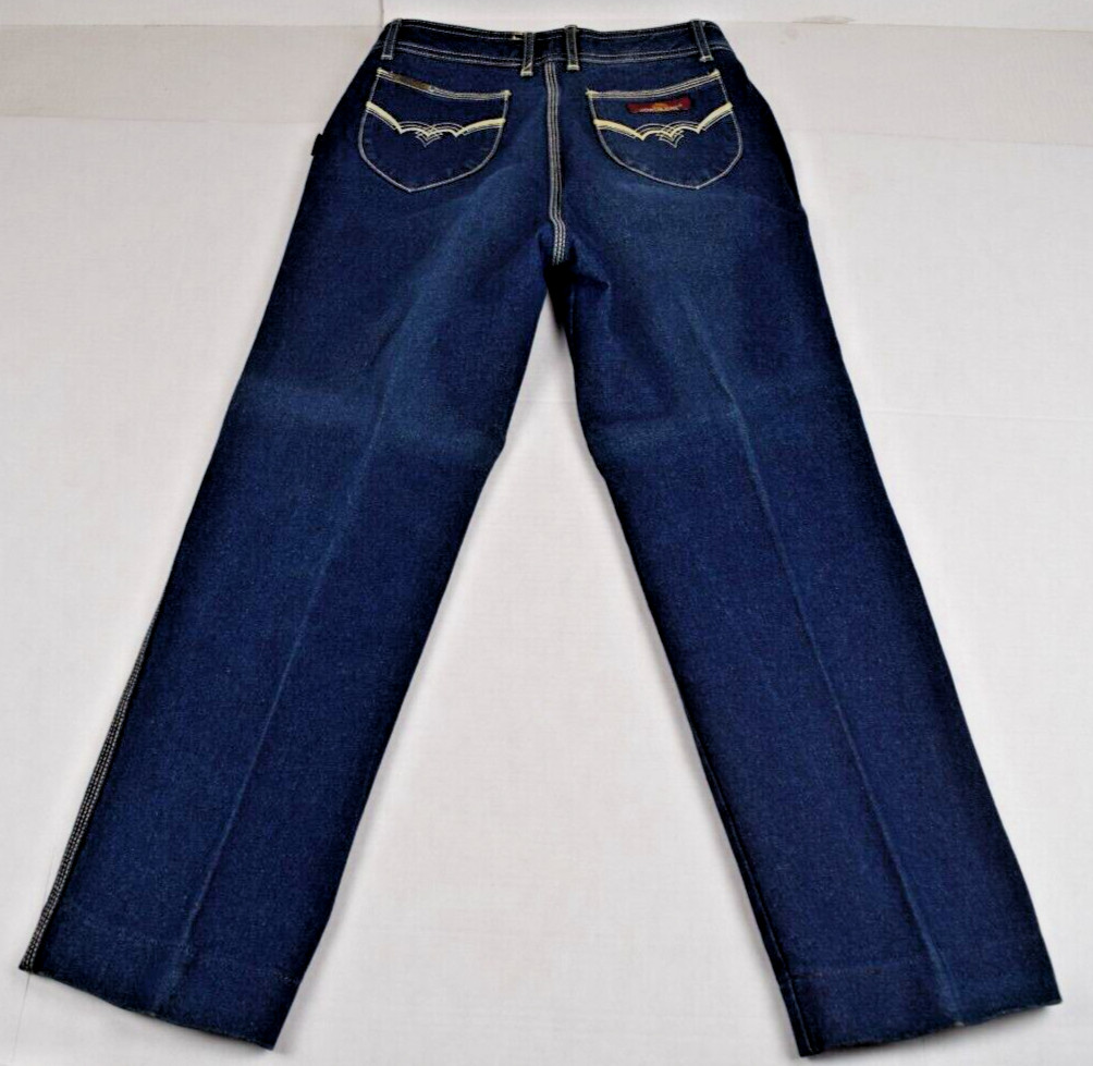 Vintage Jeans Jordache Horsehead Size 32 80s Blue Yellow Stitch High Waist
