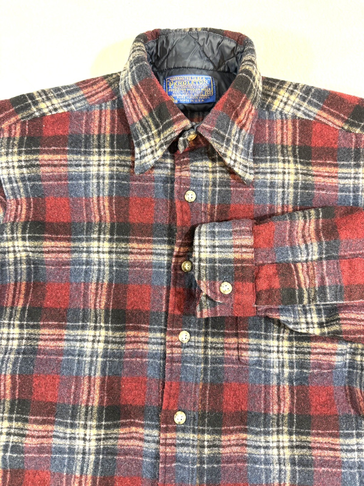 Pendleton Shirt Ladies M Wool Made In USA Plaid Vintage Late 60s Early 70s