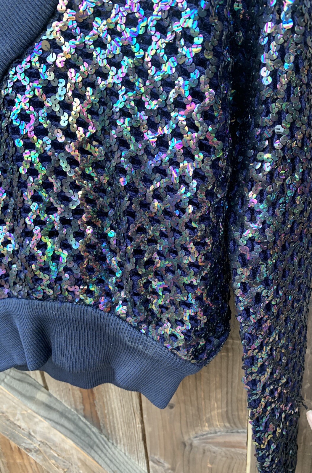 Vintage Anthony Muto AM PM Sequin Top Long Sleeve V Neck 70s 80s Size S M