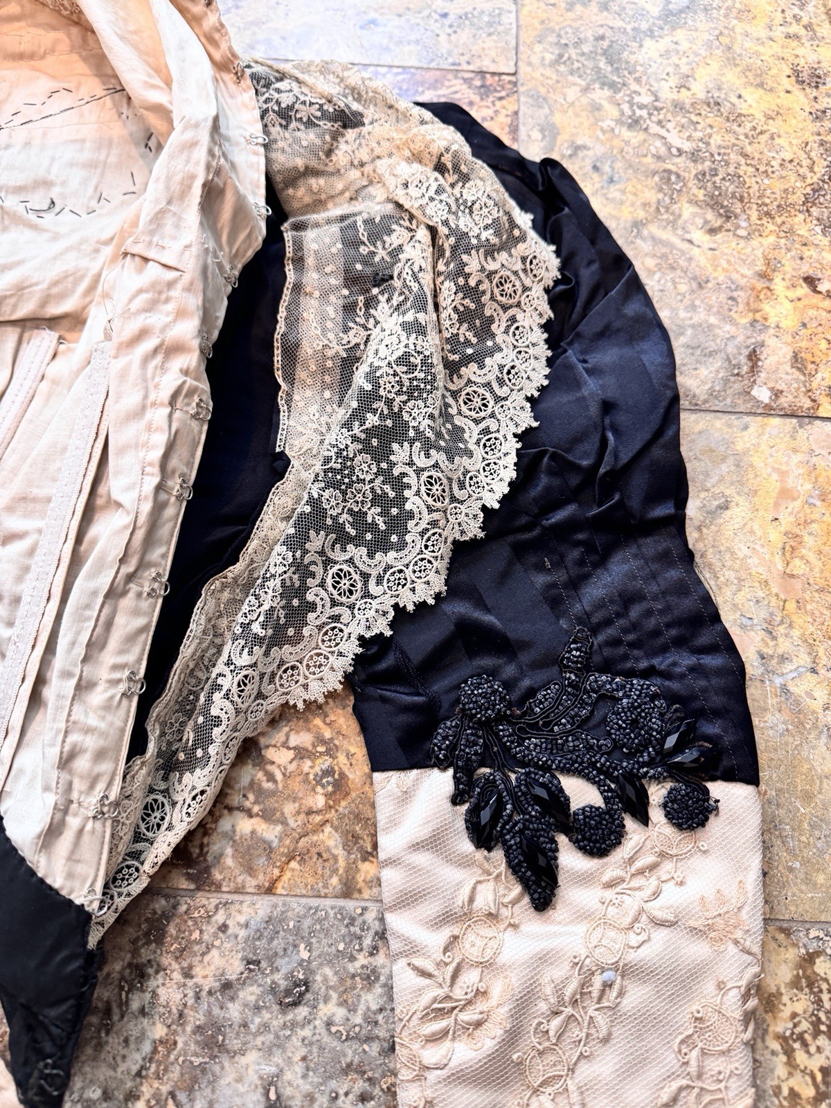 Antique Victorian Couture Bodice c1888–1893 Worth-Era Black Leg-of-Mutton Sleeve