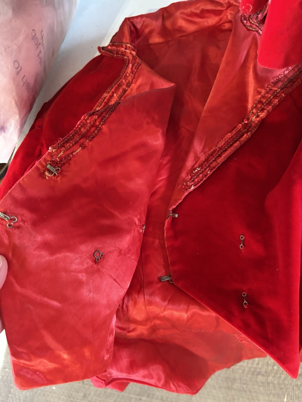 VTG 50s MAJORETTE PARADE COSTUME SKIRT BLOOMERS JACKET Red Velvet Tails B32 W24